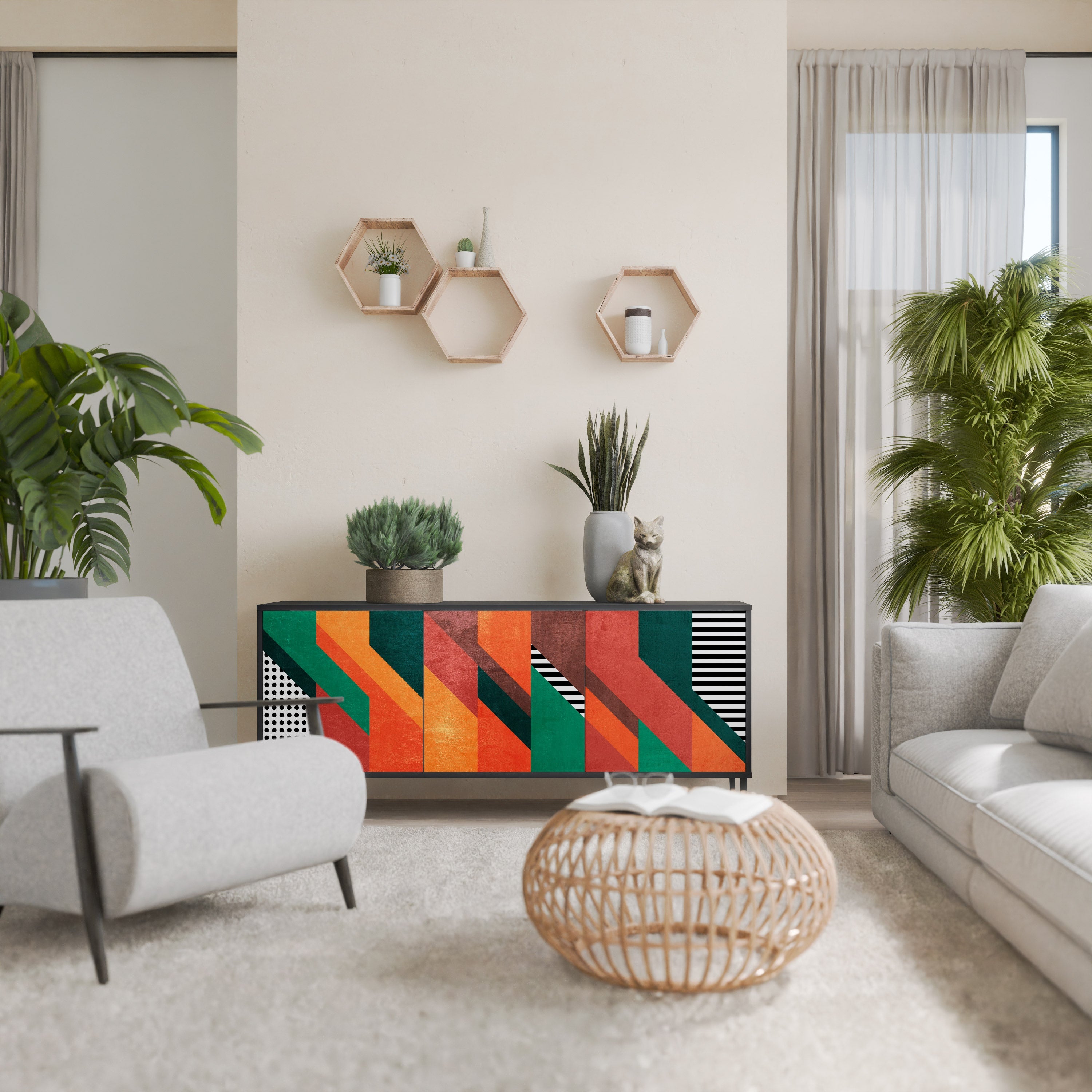 MAKESHIFT ARTISTRY 3-Door Sideboard in Black Finish