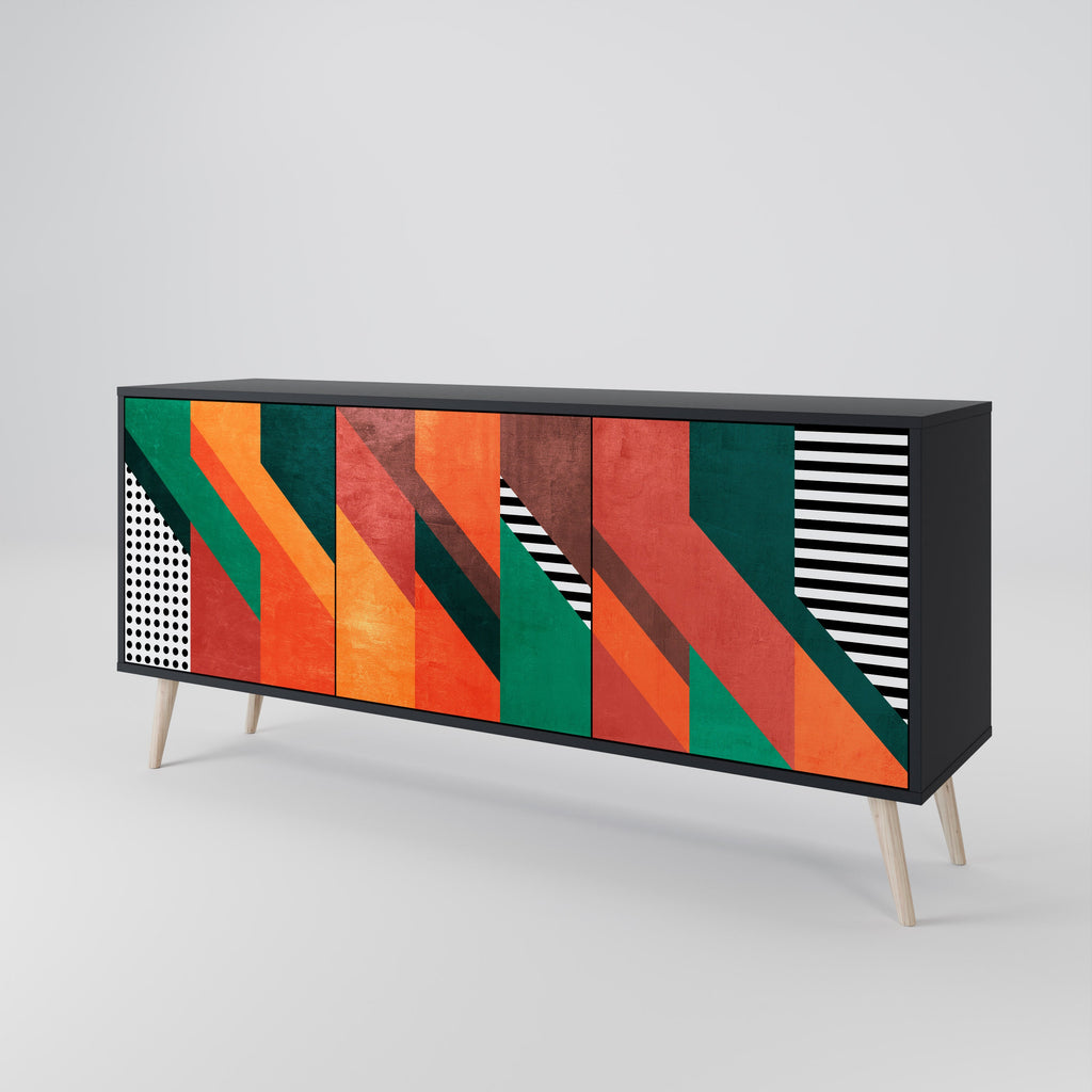 MAKESHIFT ARTISTRY 3-Door Sideboard in Black Finish