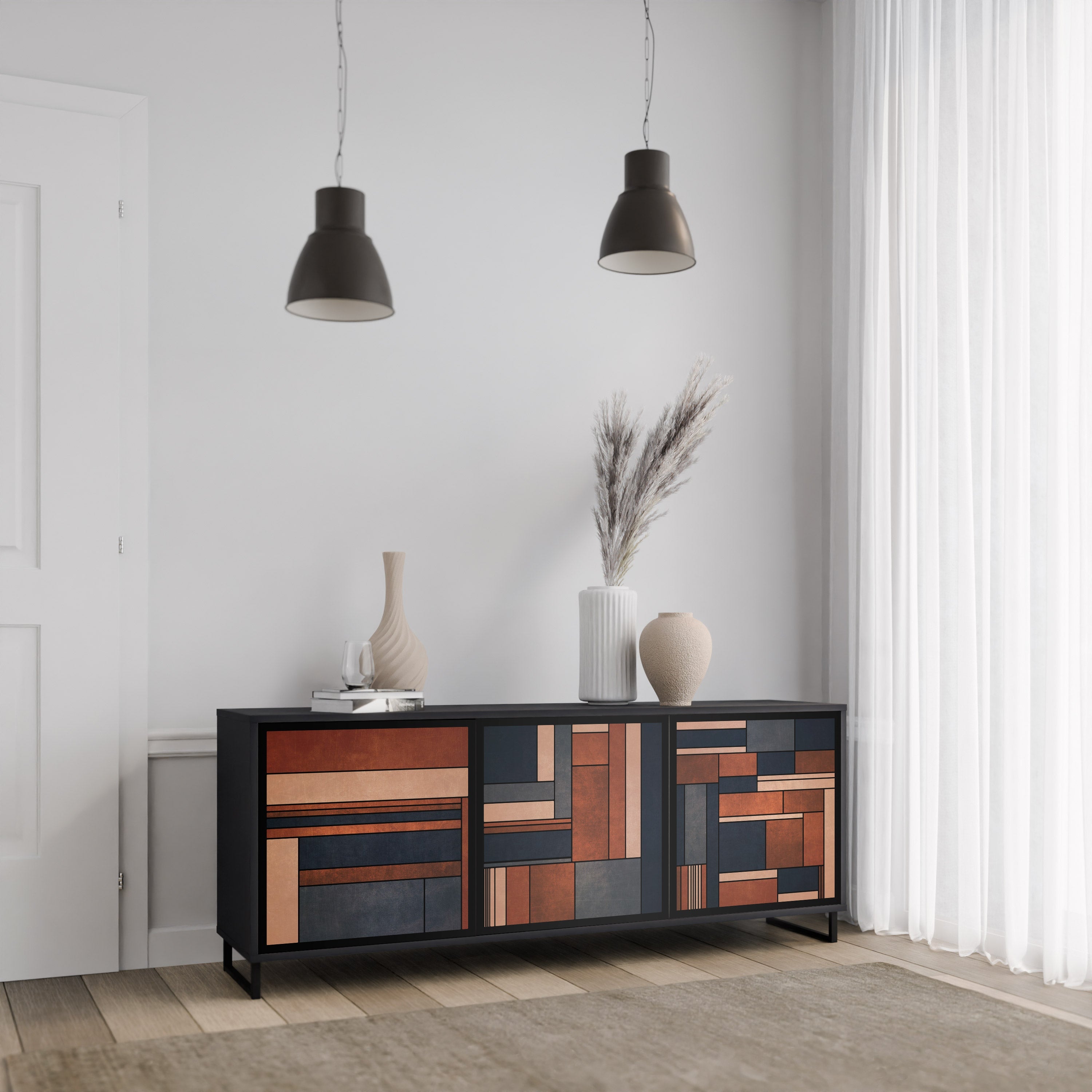 INTREPID FORMATION 3-türiges Sideboard in Schwarz