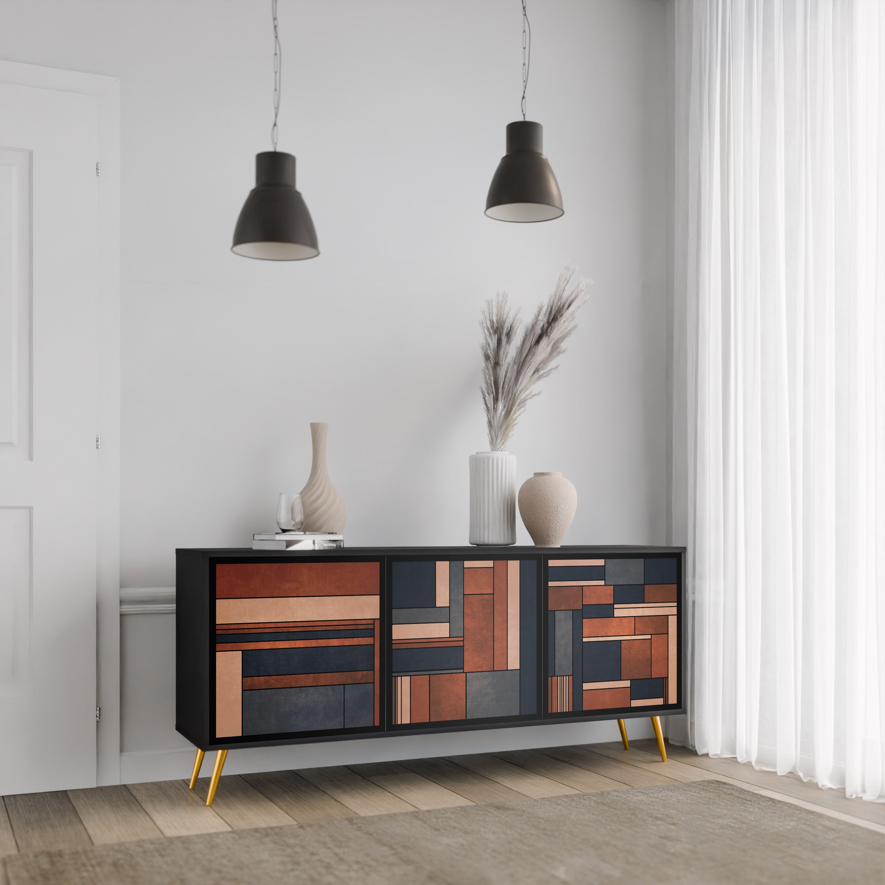 INTREPID FORMATION 3-türiges Sideboard in Schwarz