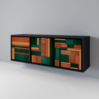 EARTHY FIGURES 3-Door Sideboard in Black Finish
