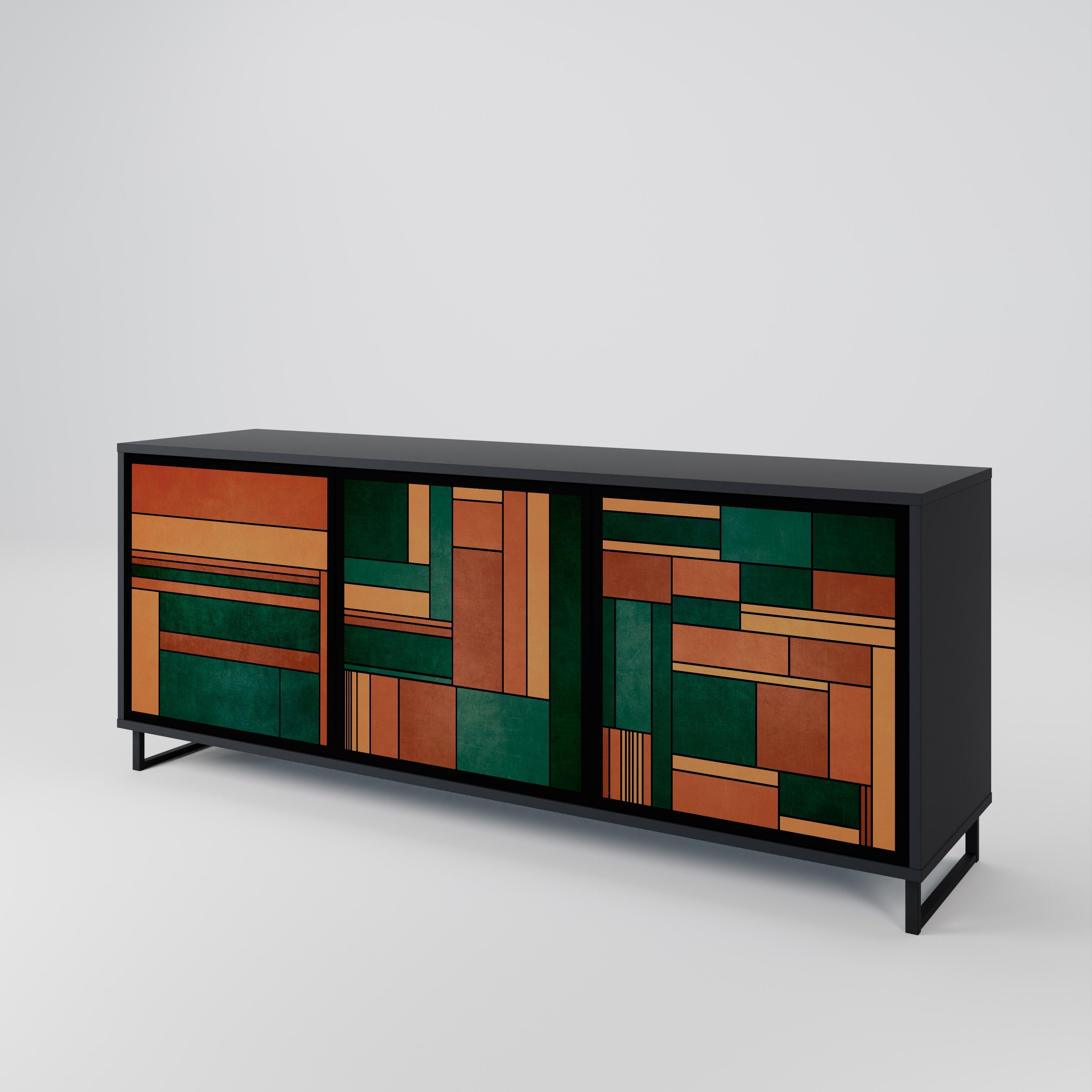EARTHY FIGURES Sideboard mit 3 Türen in Schwarz