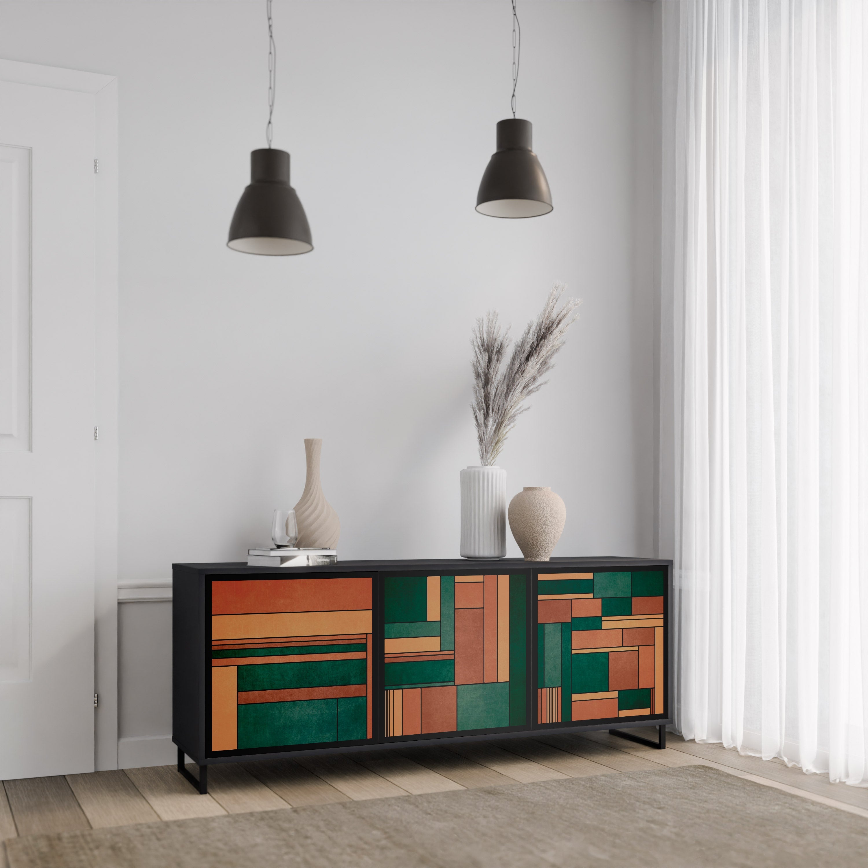 EARTHY FIGURES Sideboard mit 3 Türen in Schwarz