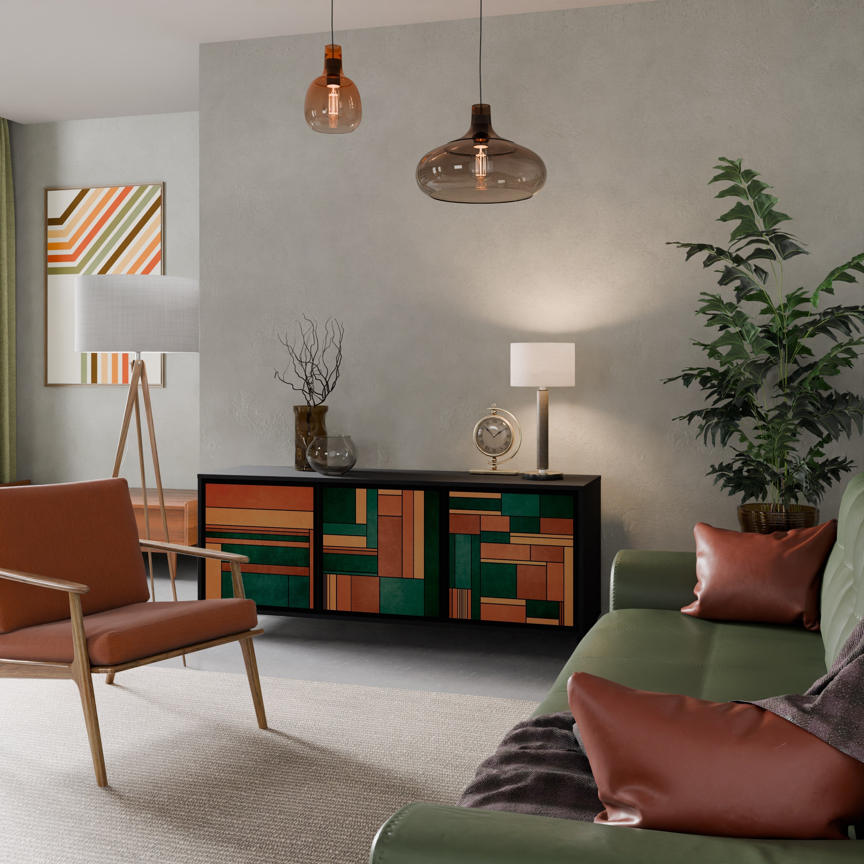 EARTHY FIGURES Sideboard mit 3 Türen in Schwarz