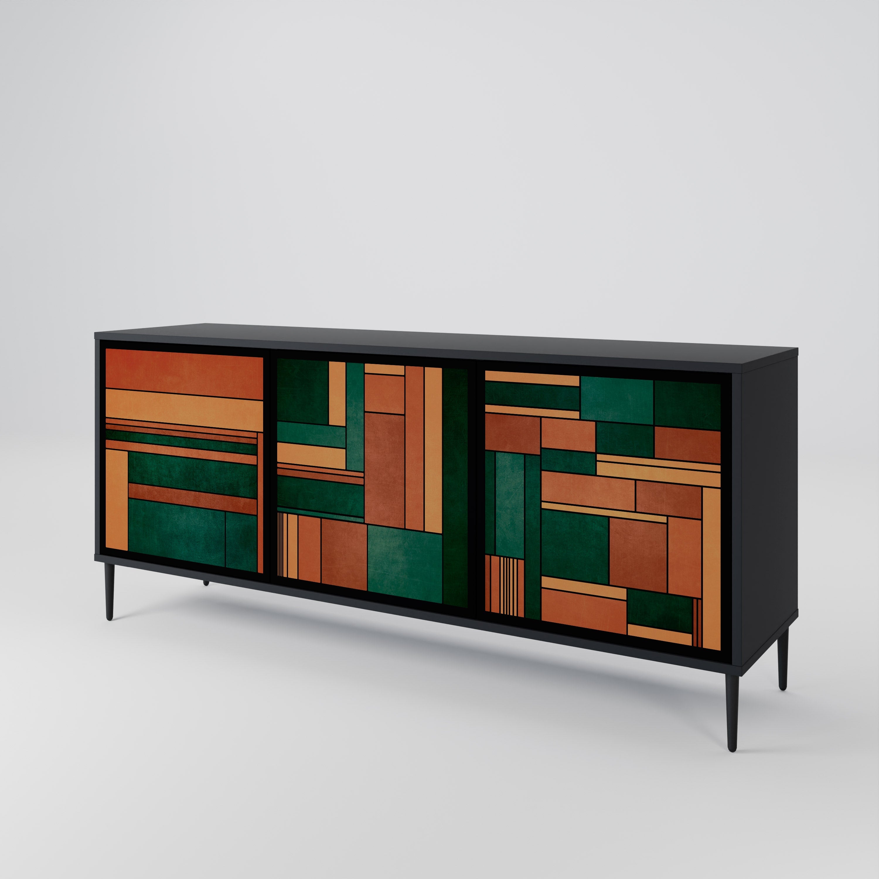 EARTHY FIGURES Sideboard mit 3 Türen in Schwarz