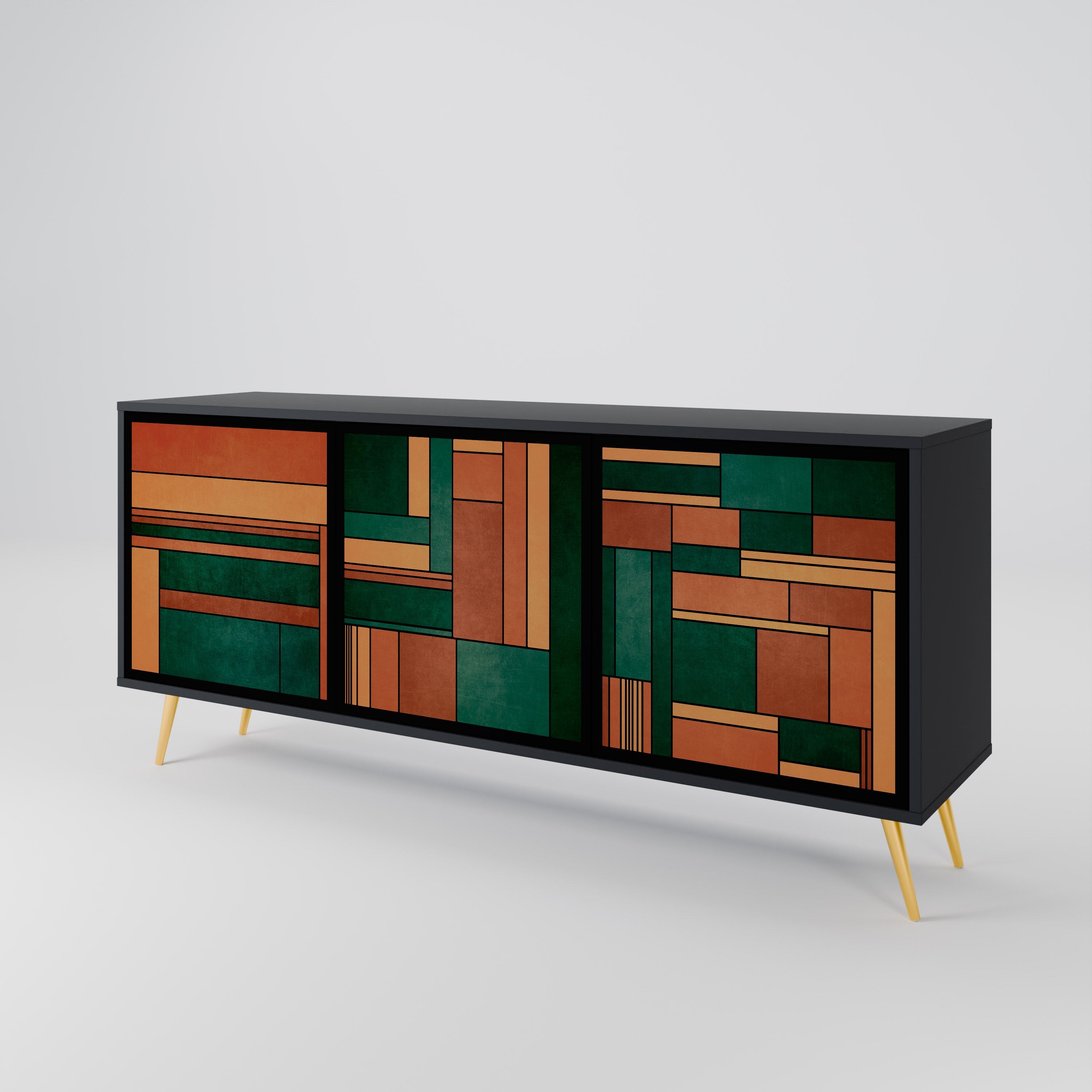 EARTHY FIGURES Sideboard mit 3 Türen in Schwarz