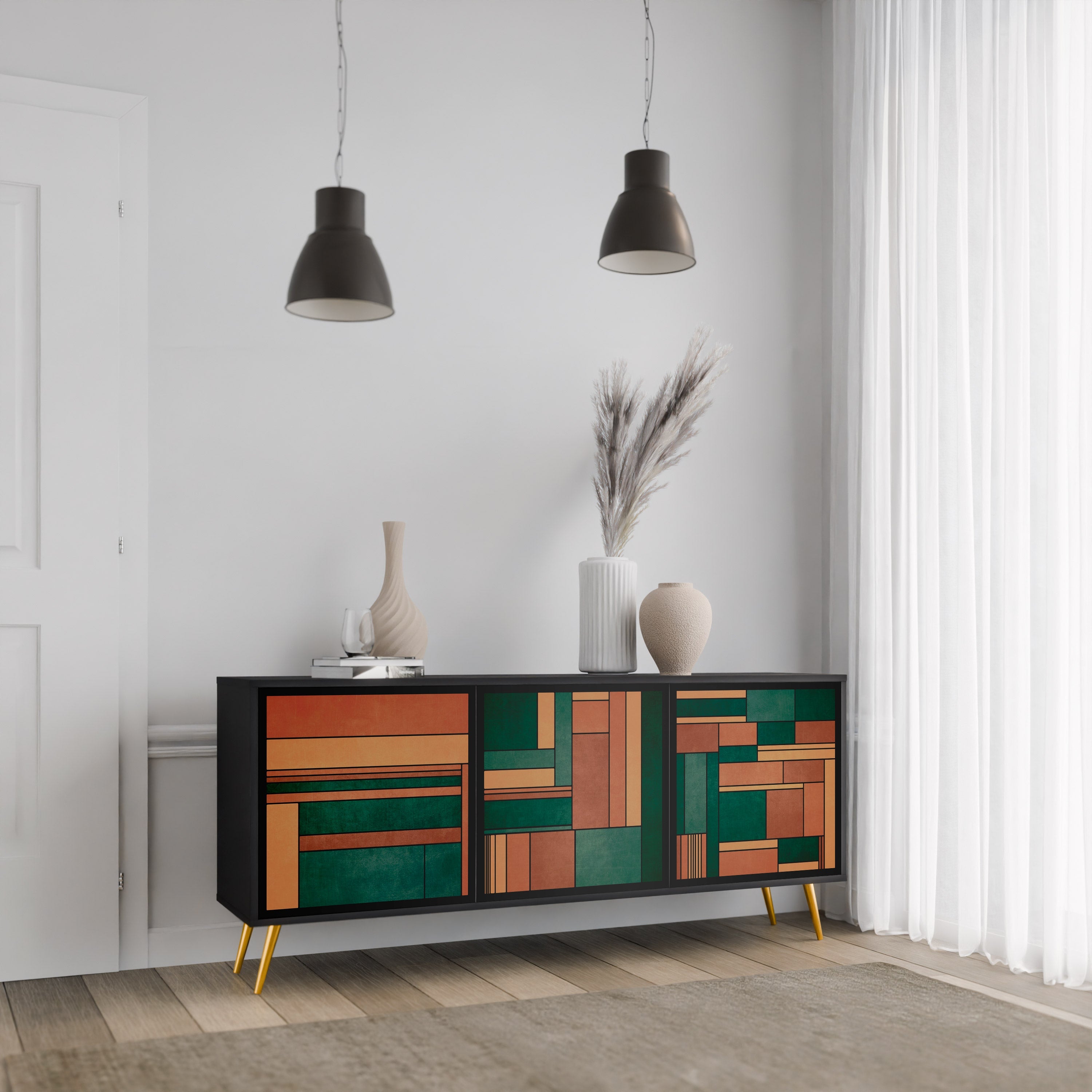 EARTHY FIGURES Sideboard mit 3 Türen in Schwarz