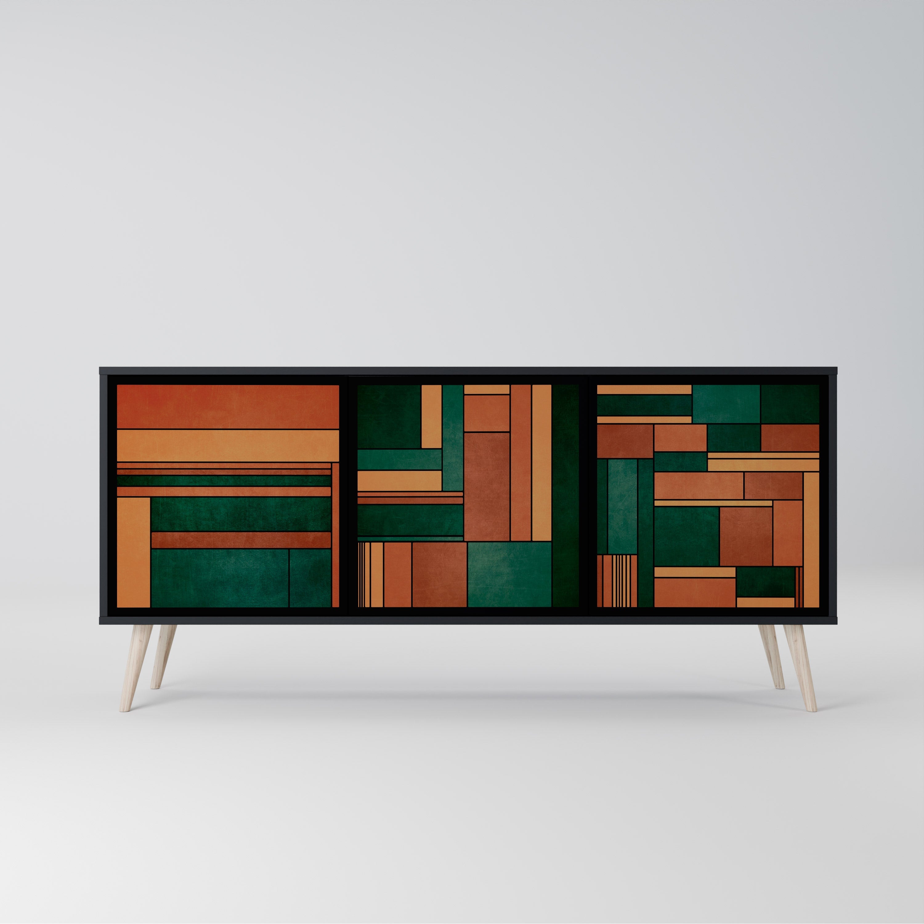 EARTHY FIGURES Sideboard mit 3 Türen in Schwarz