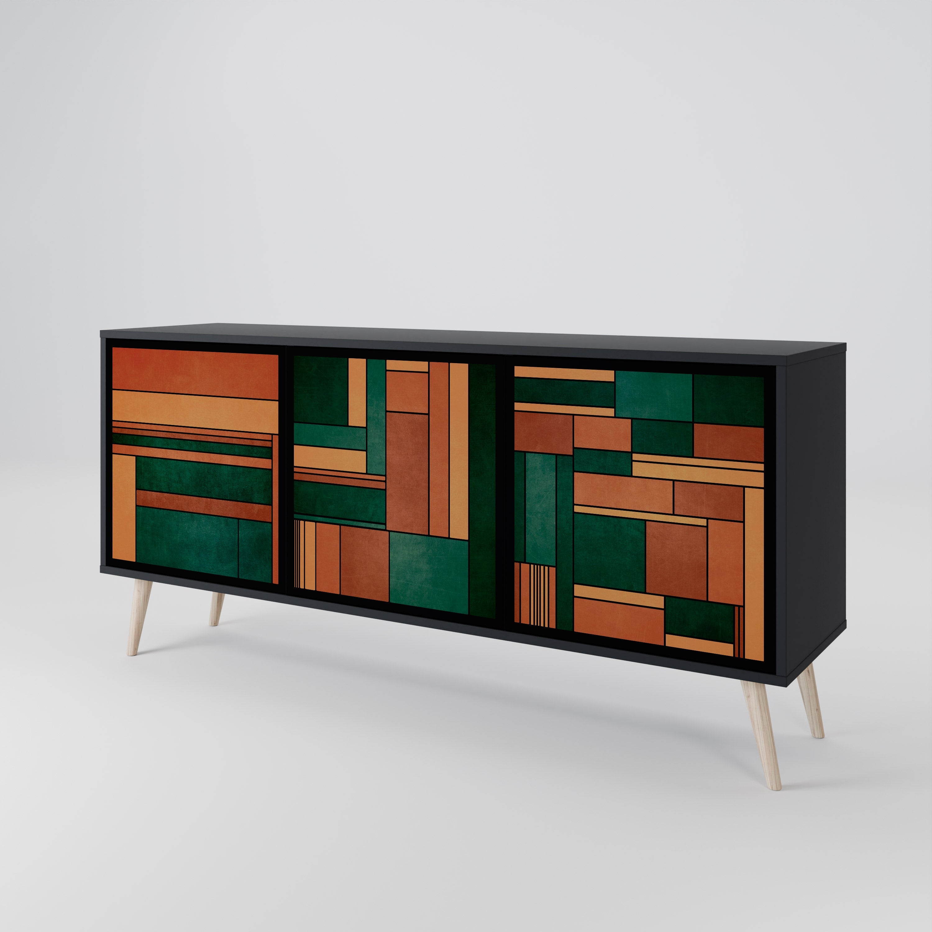 EARTHY FIGURES Sideboard mit 3 Türen in Schwarz