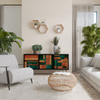 EARTHY FIGURES 3-Door Sideboard in Black Finish