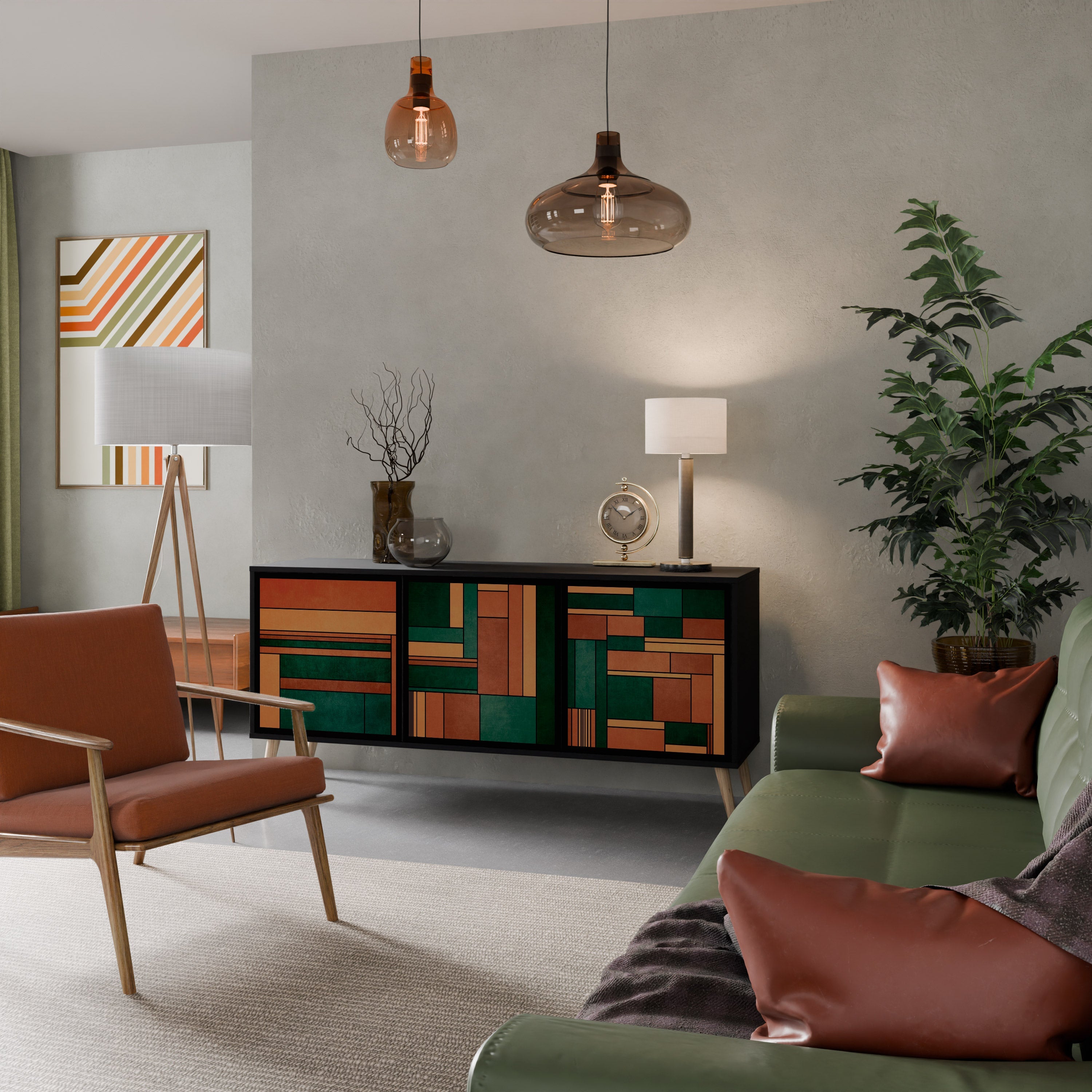 EARTHY FIGURES Sideboard mit 3 Türen in Schwarz