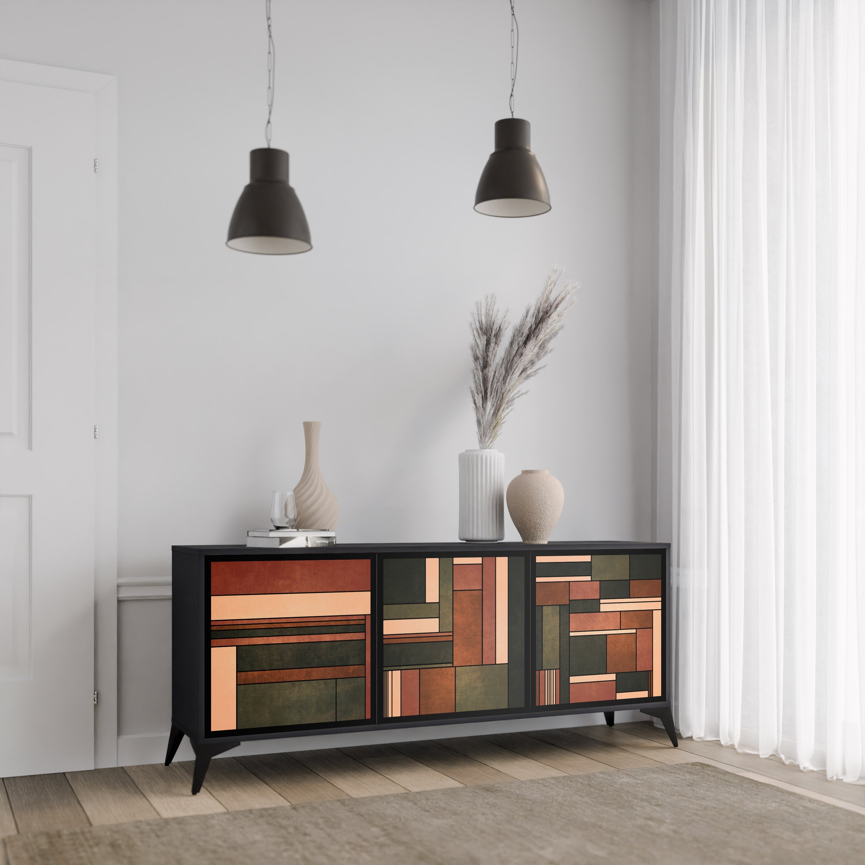 FIGURES OF NATURE 3-türiges Sideboard in Schwarz