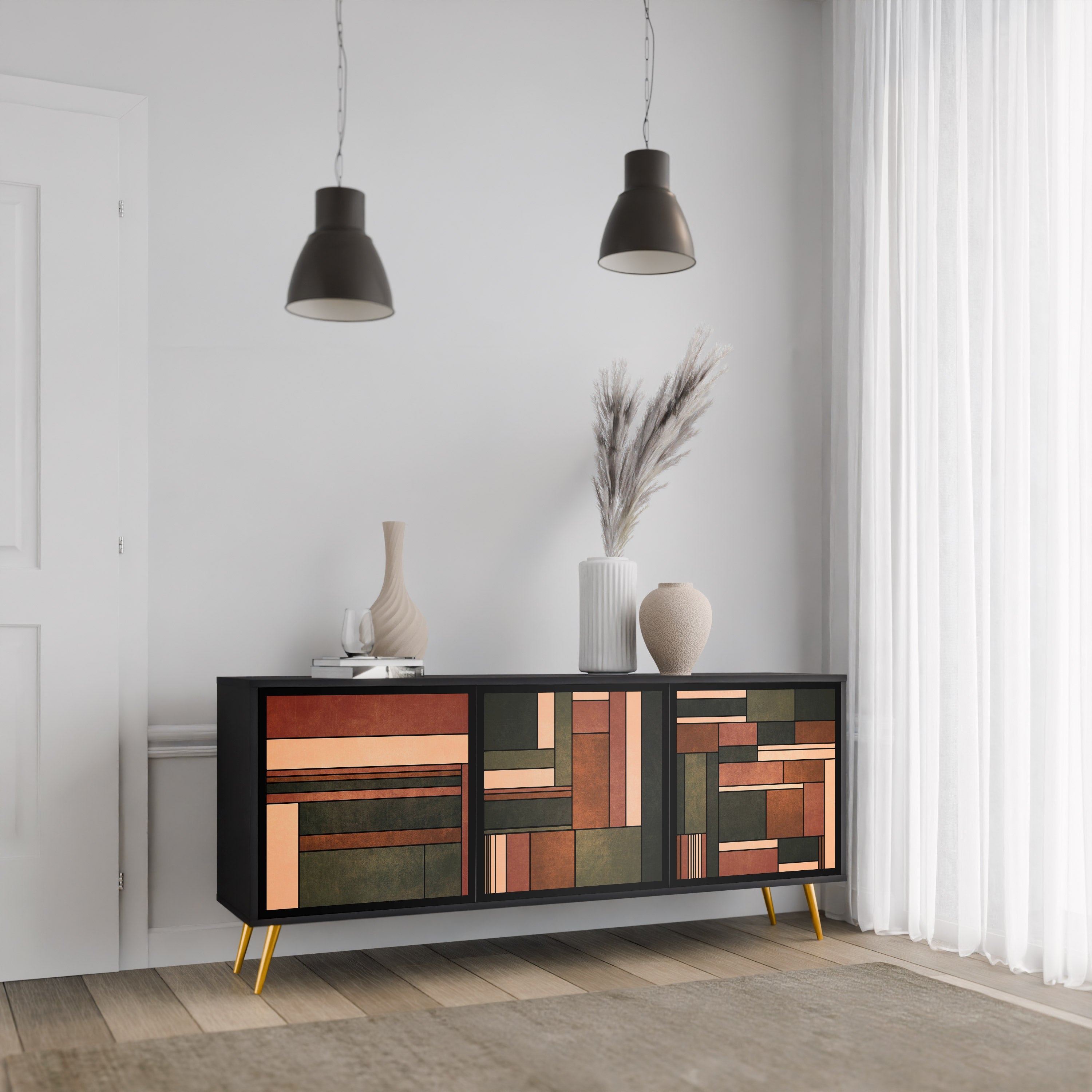 FIGURES OF NATURE 3-türiges Sideboard in Schwarz