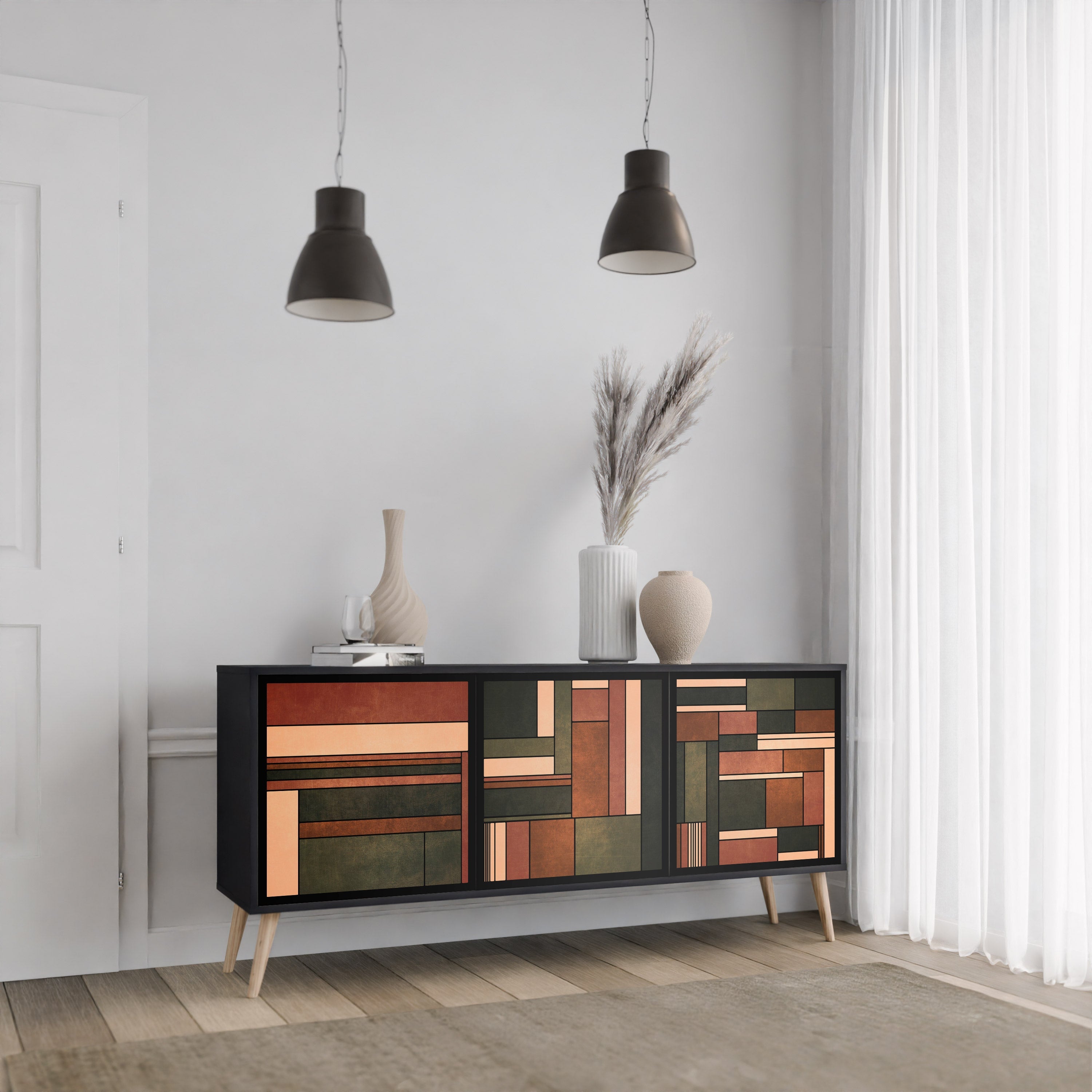 FIGURES OF NATURE 3-türiges Sideboard in Schwarz
