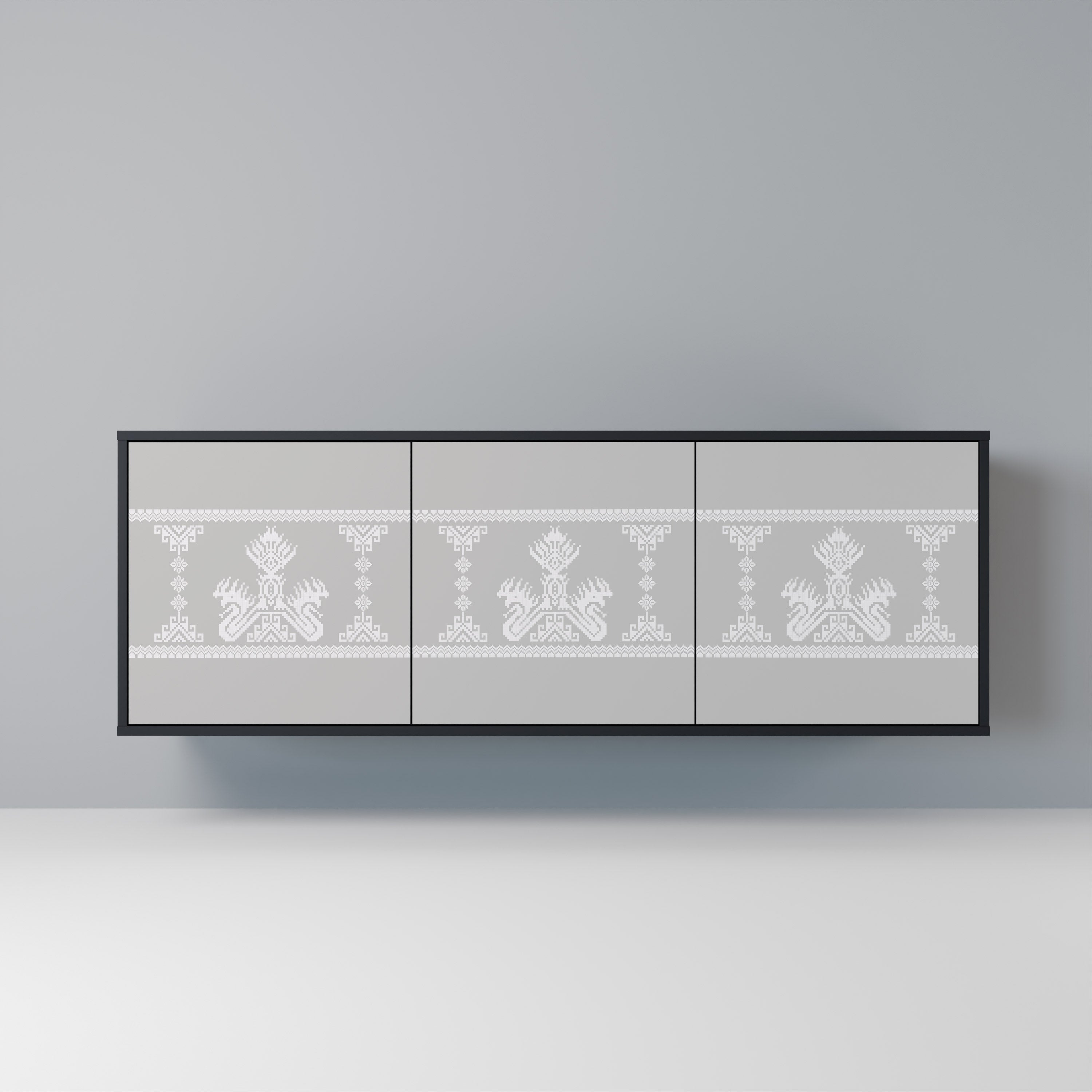 THAI GRAY 3-türiges Sideboard in schwarzem Finish