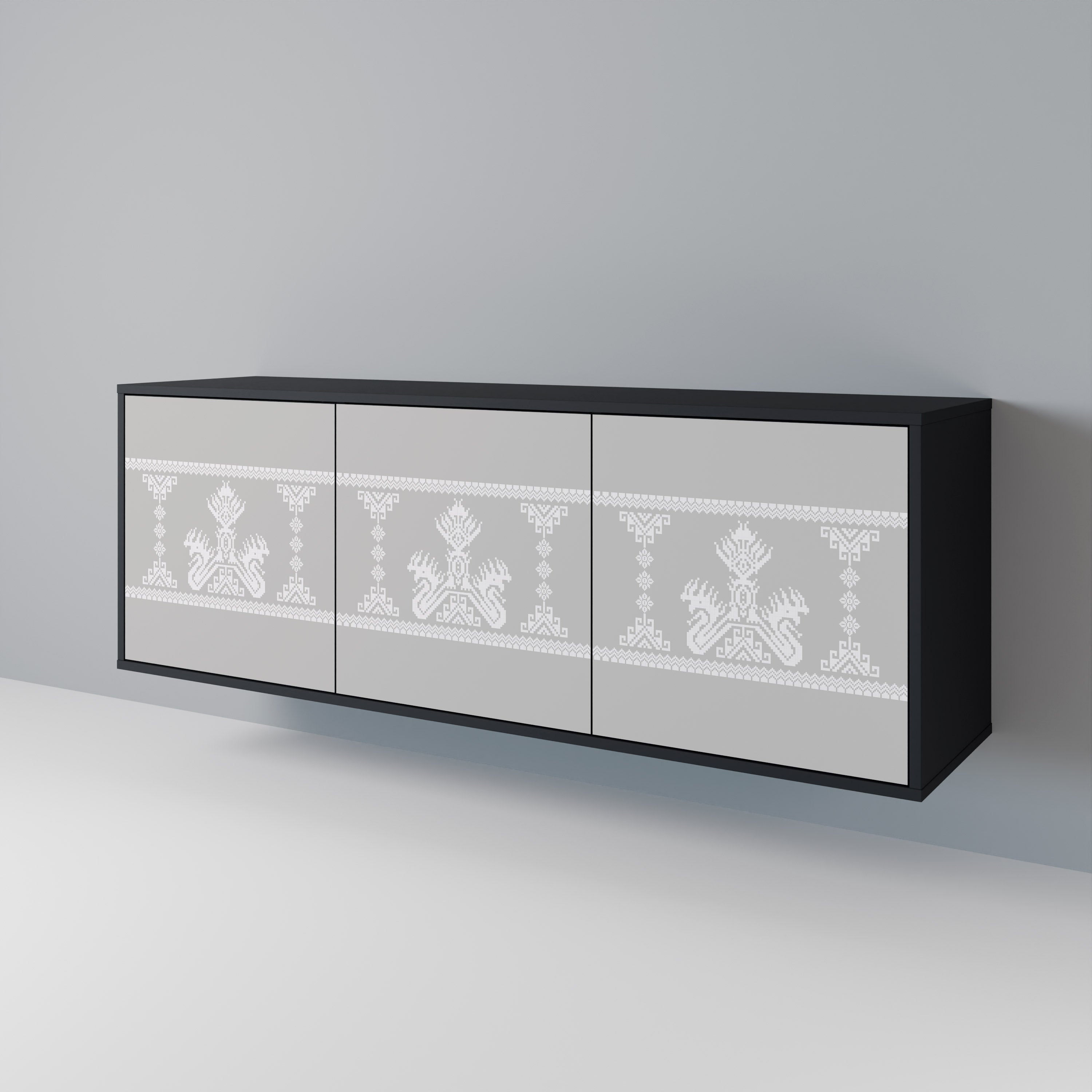 THAI GRAY 3-türiges Sideboard in schwarzem Finish