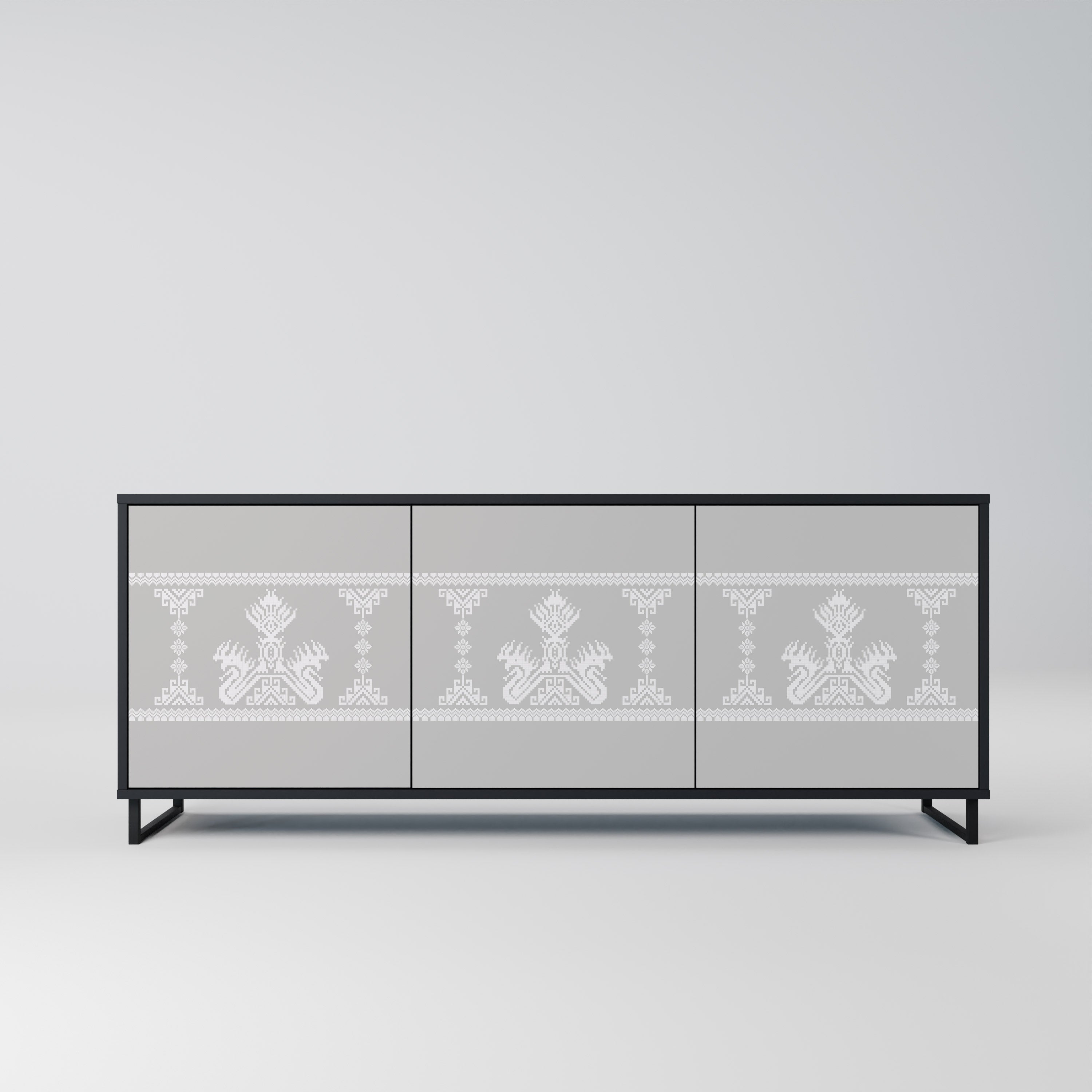 THAI GRAY 3-türiges Sideboard in schwarzem Finish