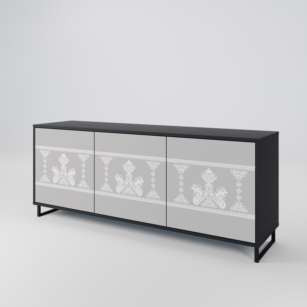 THAI GRAY 3-türiges Sideboard in schwarzem Finish