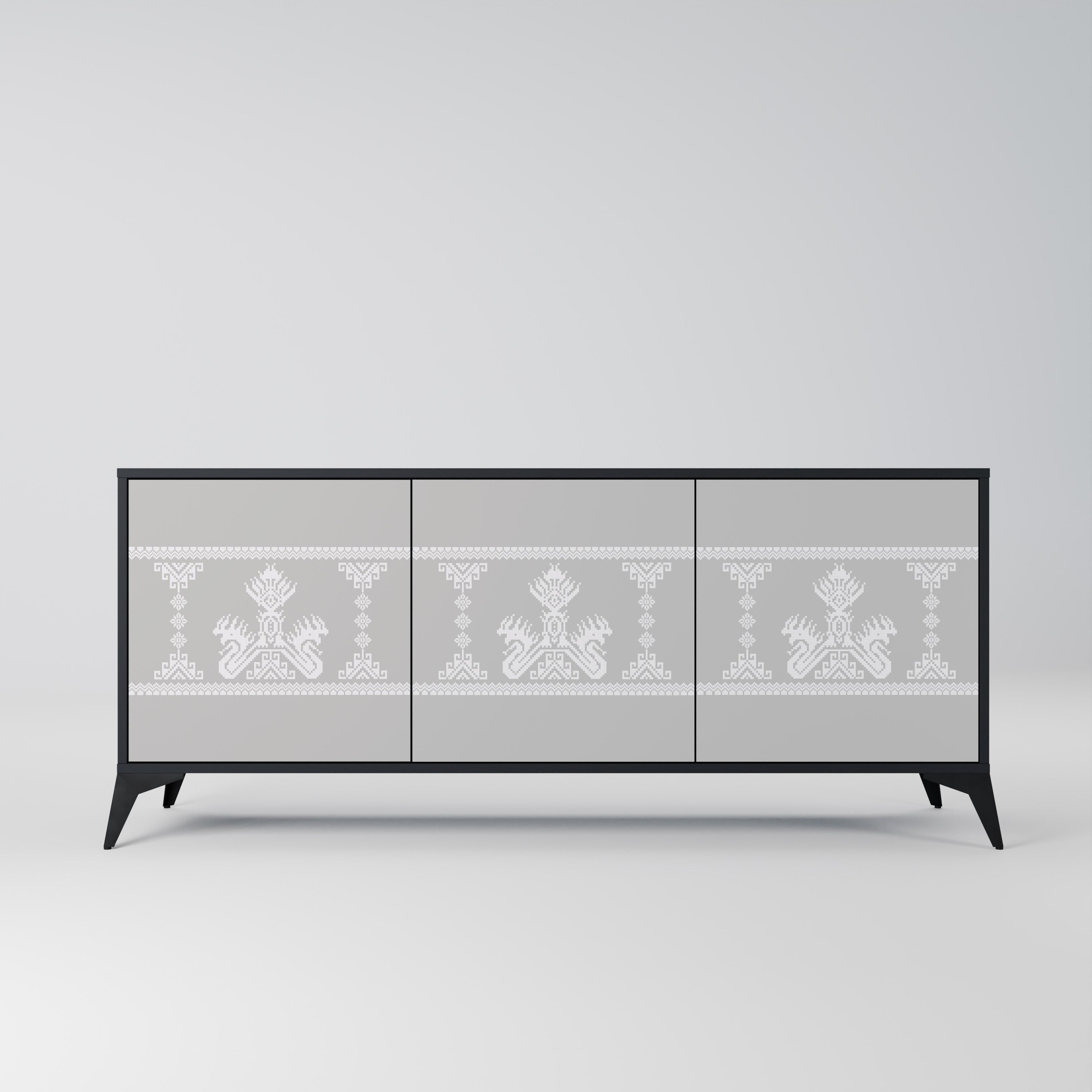 THAI GRAY 3-türiges Sideboard in schwarzem Finish