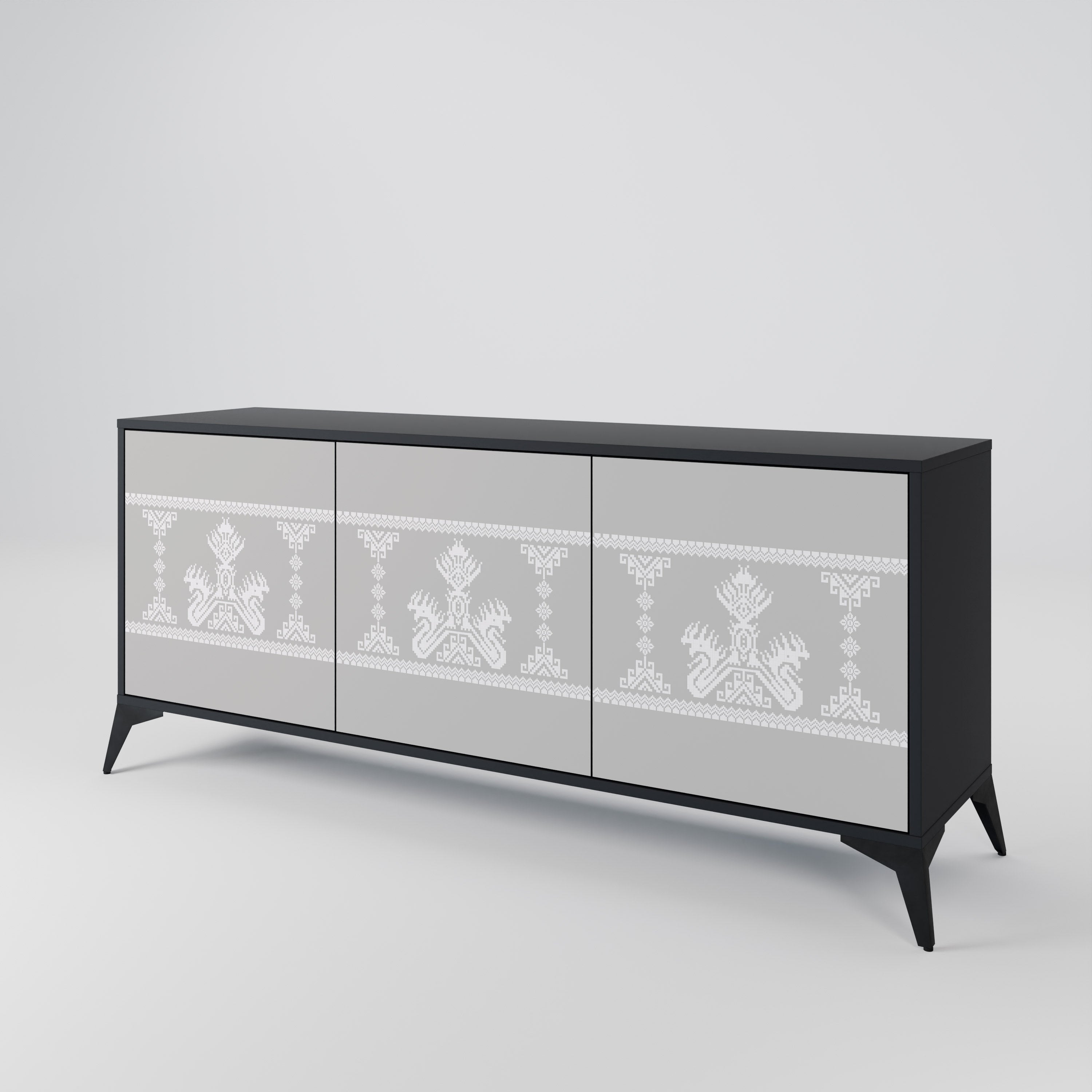 THAI GRAY 3-türiges Sideboard in schwarzem Finish
