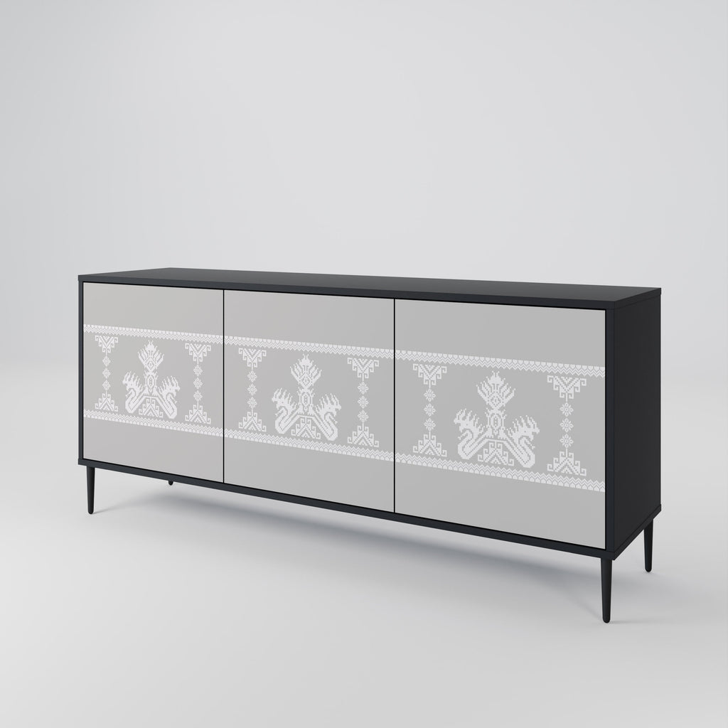 THAI GRAY 3-türiges Sideboard in schwarzem Finish