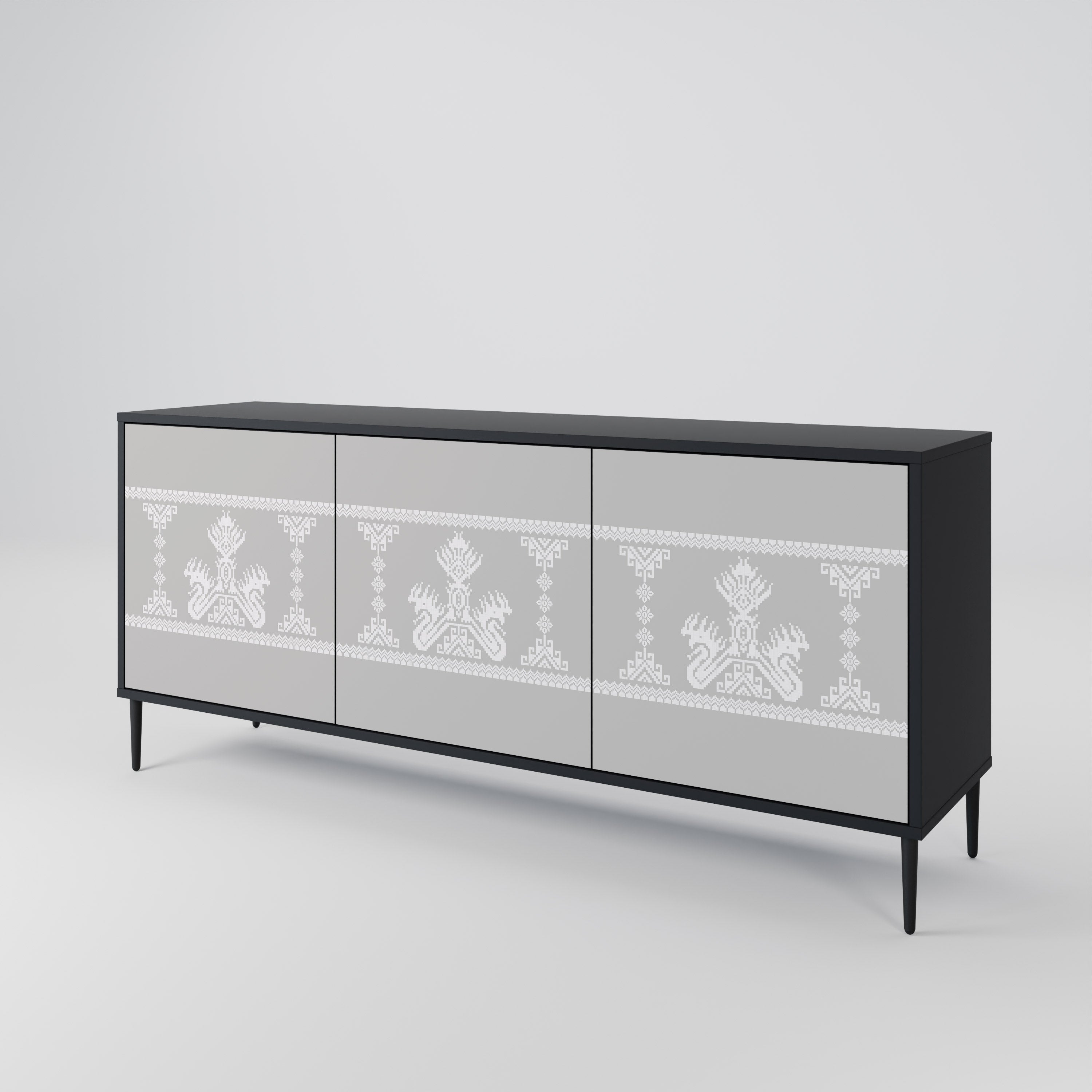 THAI GRAY 3-türiges Sideboard in schwarzem Finish