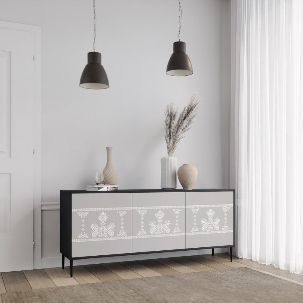 THAI GRAY 3-türiges Sideboard in schwarzem Finish