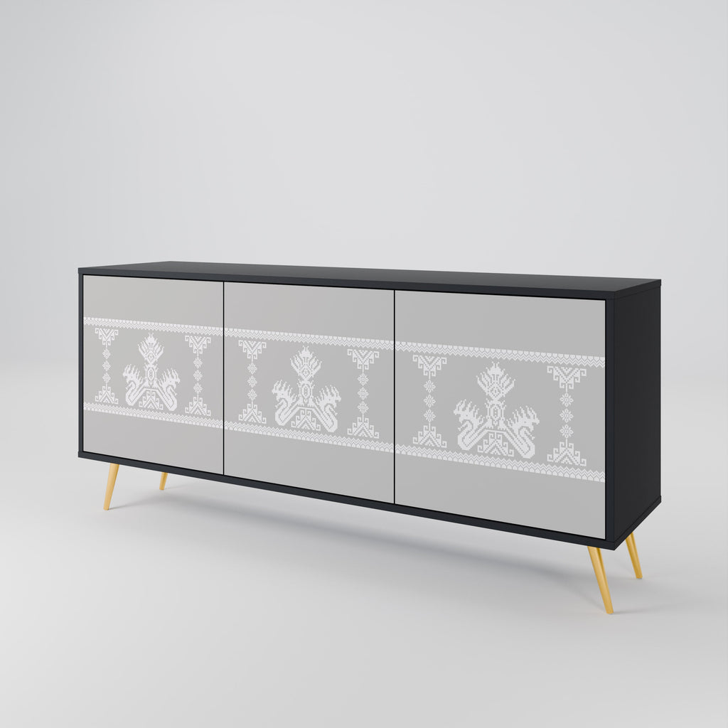 THAI GRAY 3-türiges Sideboard in schwarzem Finish