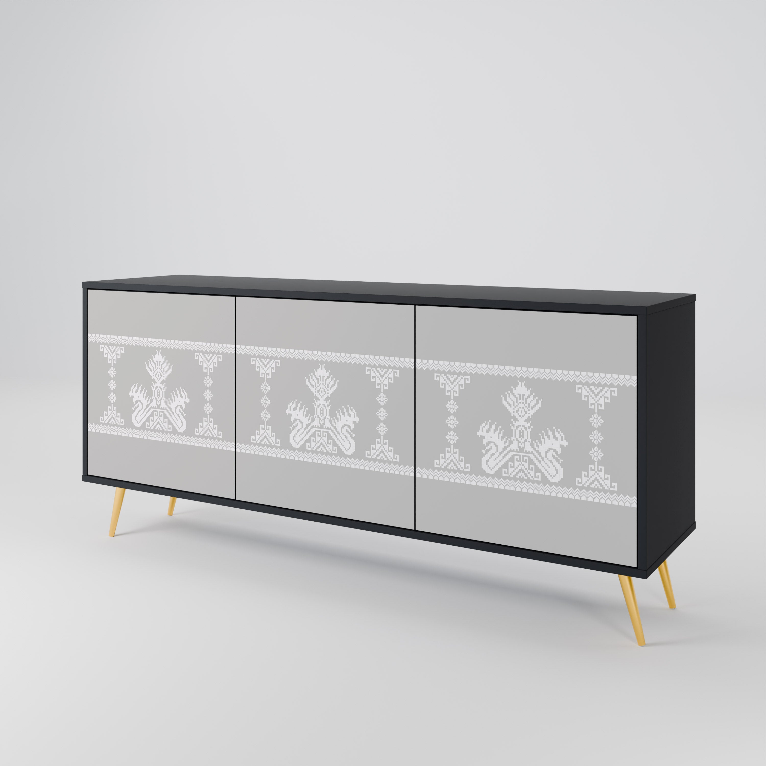 THAI GRAY 3-türiges Sideboard in schwarzem Finish