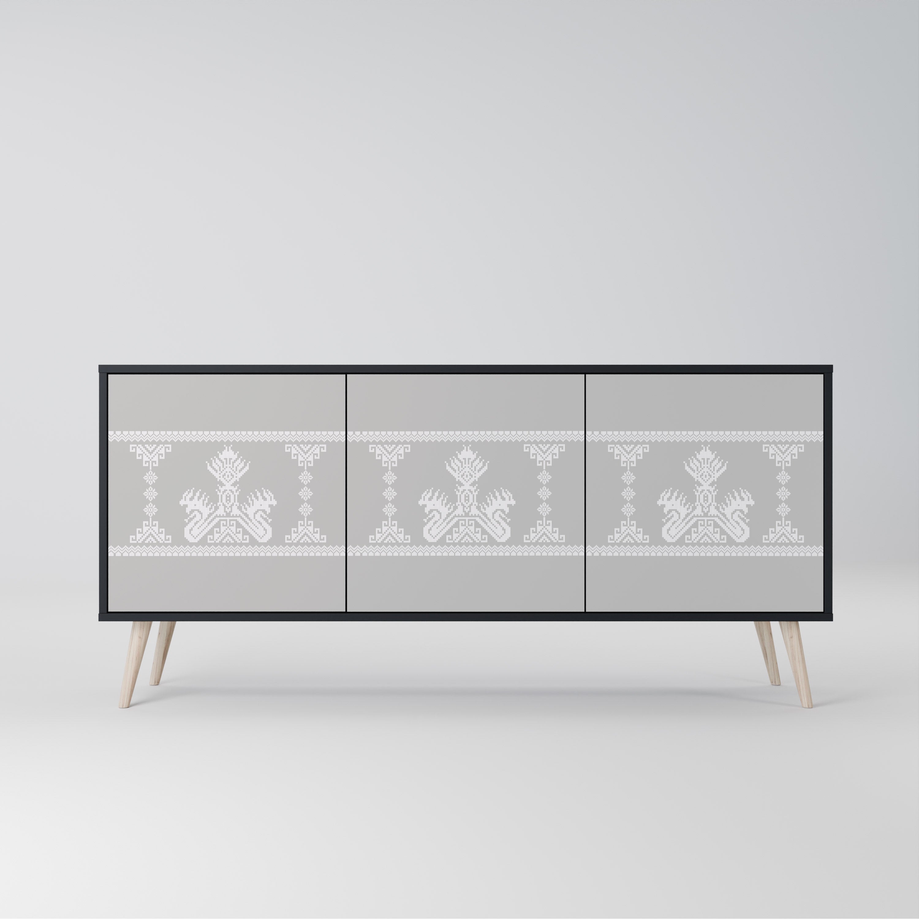 THAI GRAY 3-türiges Sideboard in schwarzem Finish