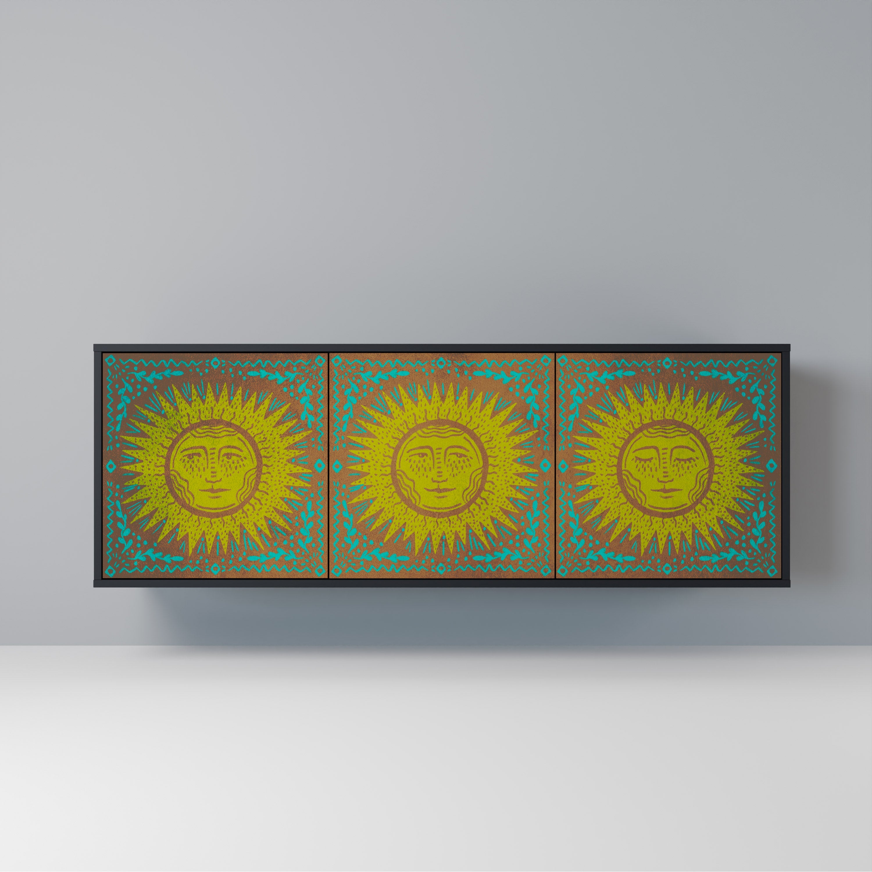 SUNSHINE EULOGY Sideboard mit 3 Türen in Schwarz