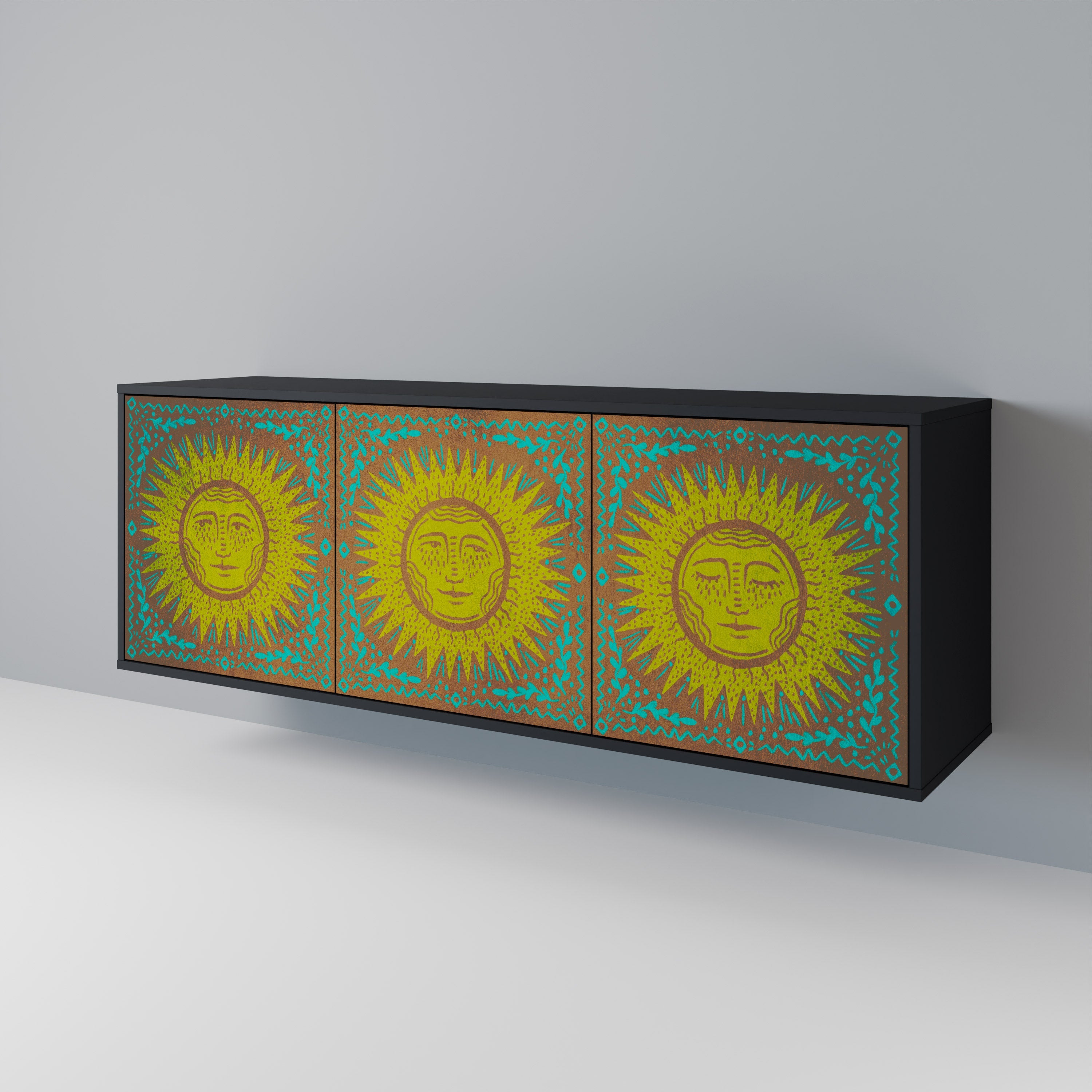SUNSHINE EULOGY Sideboard mit 3 Türen in Schwarz