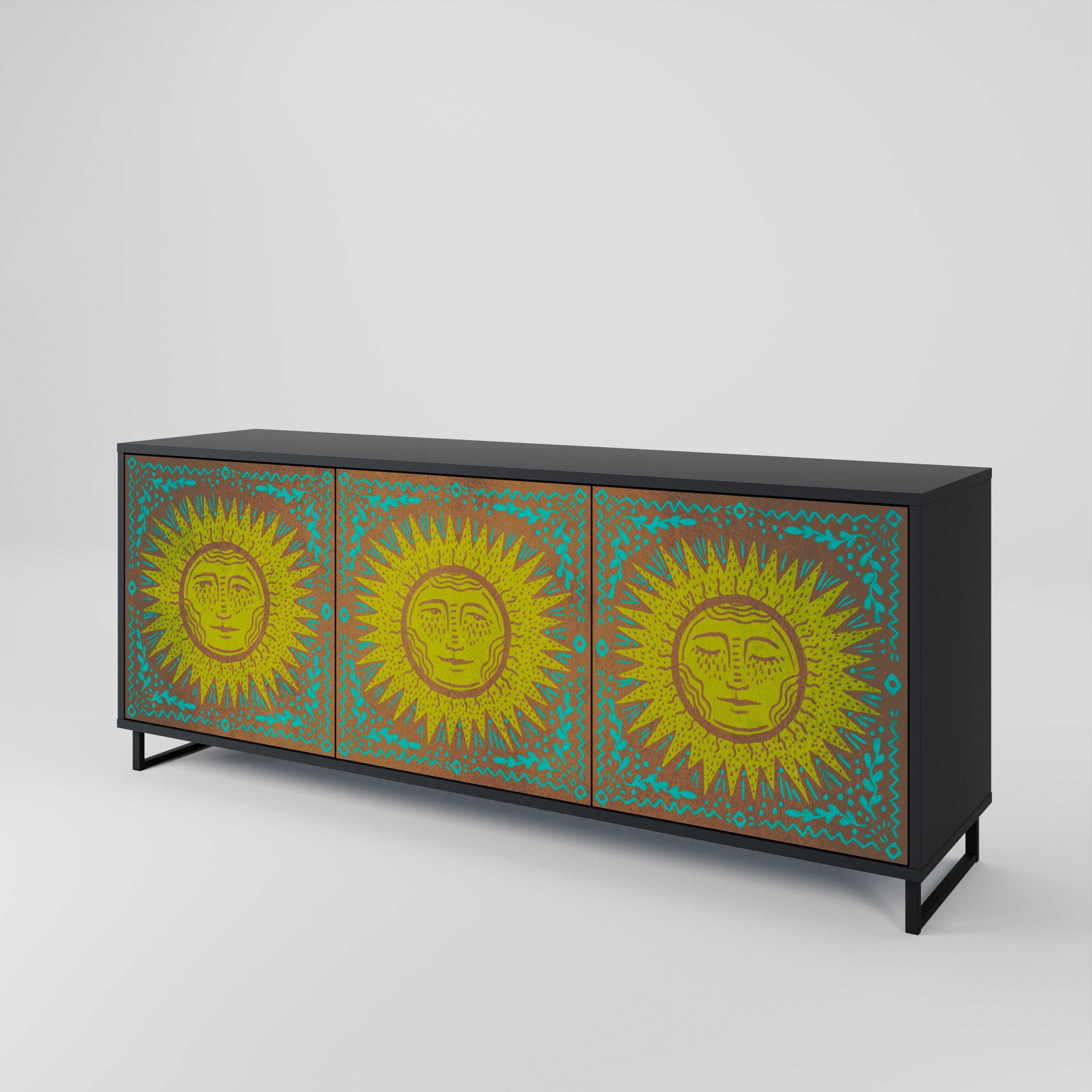 SUNSHINE EULOGY Sideboard mit 3 Türen in Schwarz