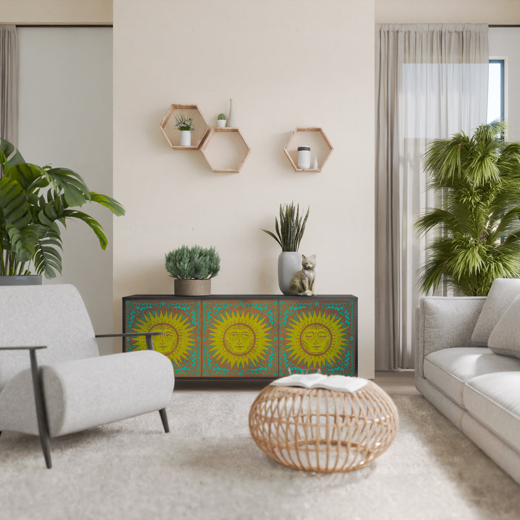 SUNSHINE EULOGY Sideboard mit 3 Türen in Schwarz