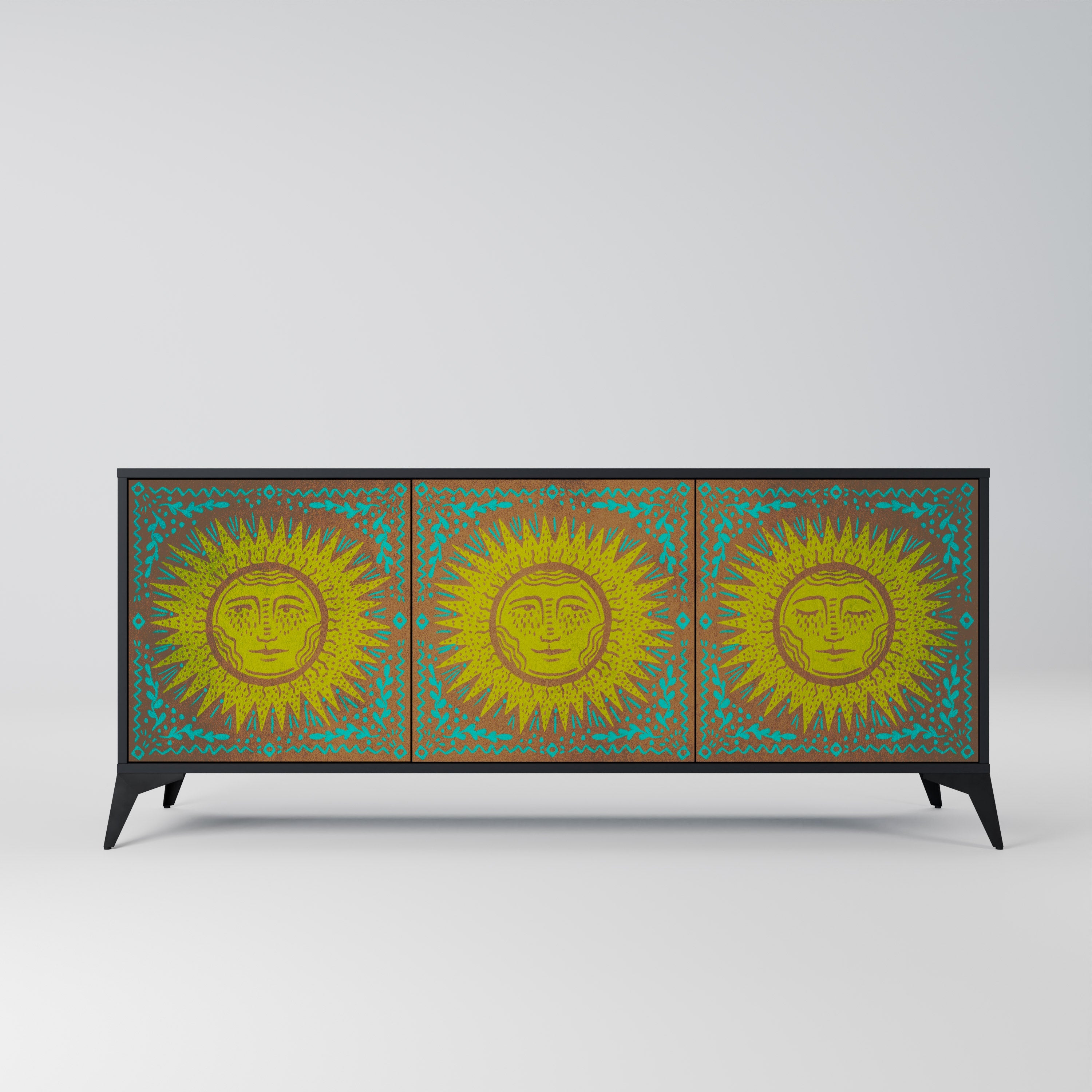 SUNSHINE EULOGY Sideboard mit 3 Türen in Schwarz
