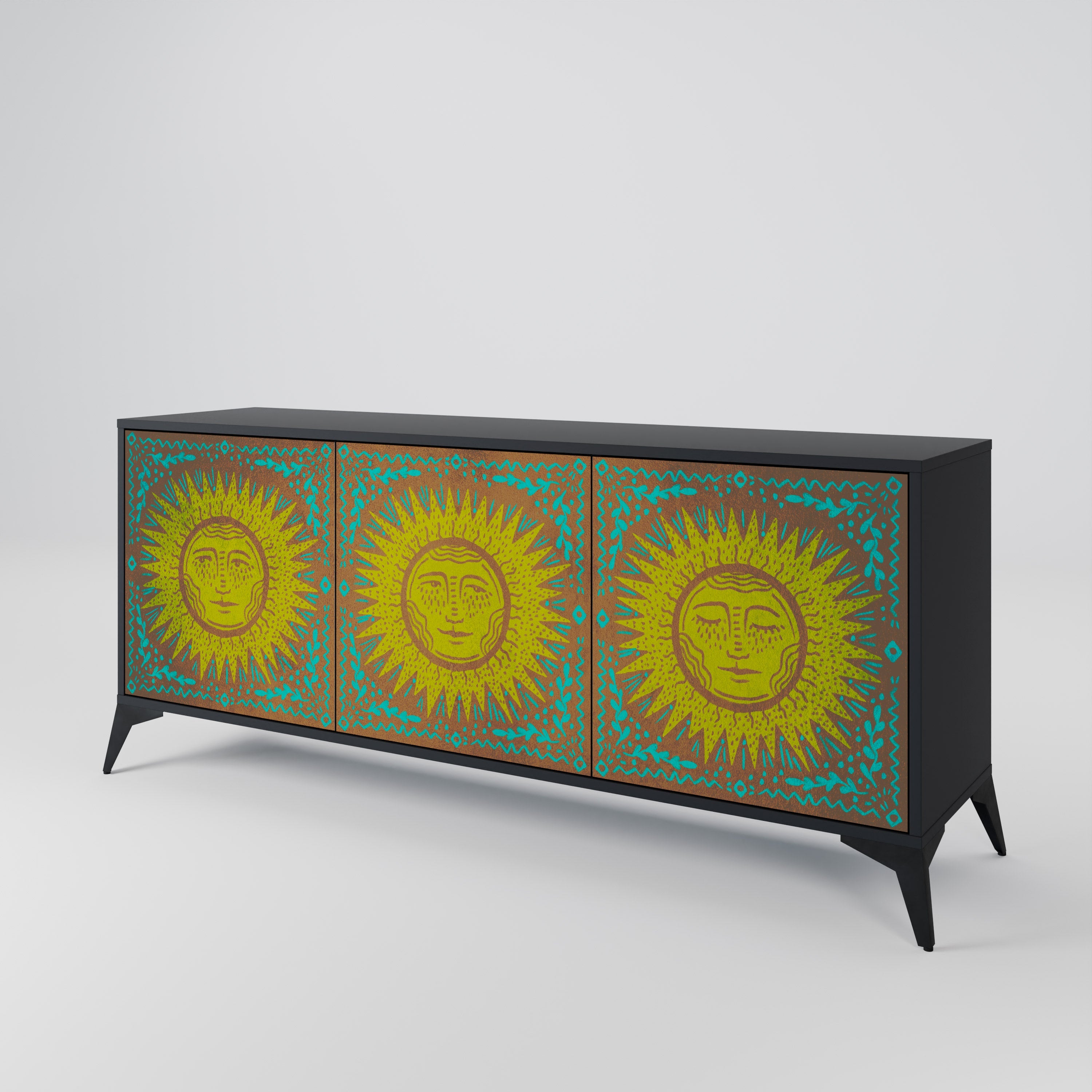 SUNSHINE EULOGY Sideboard mit 3 Türen in Schwarz