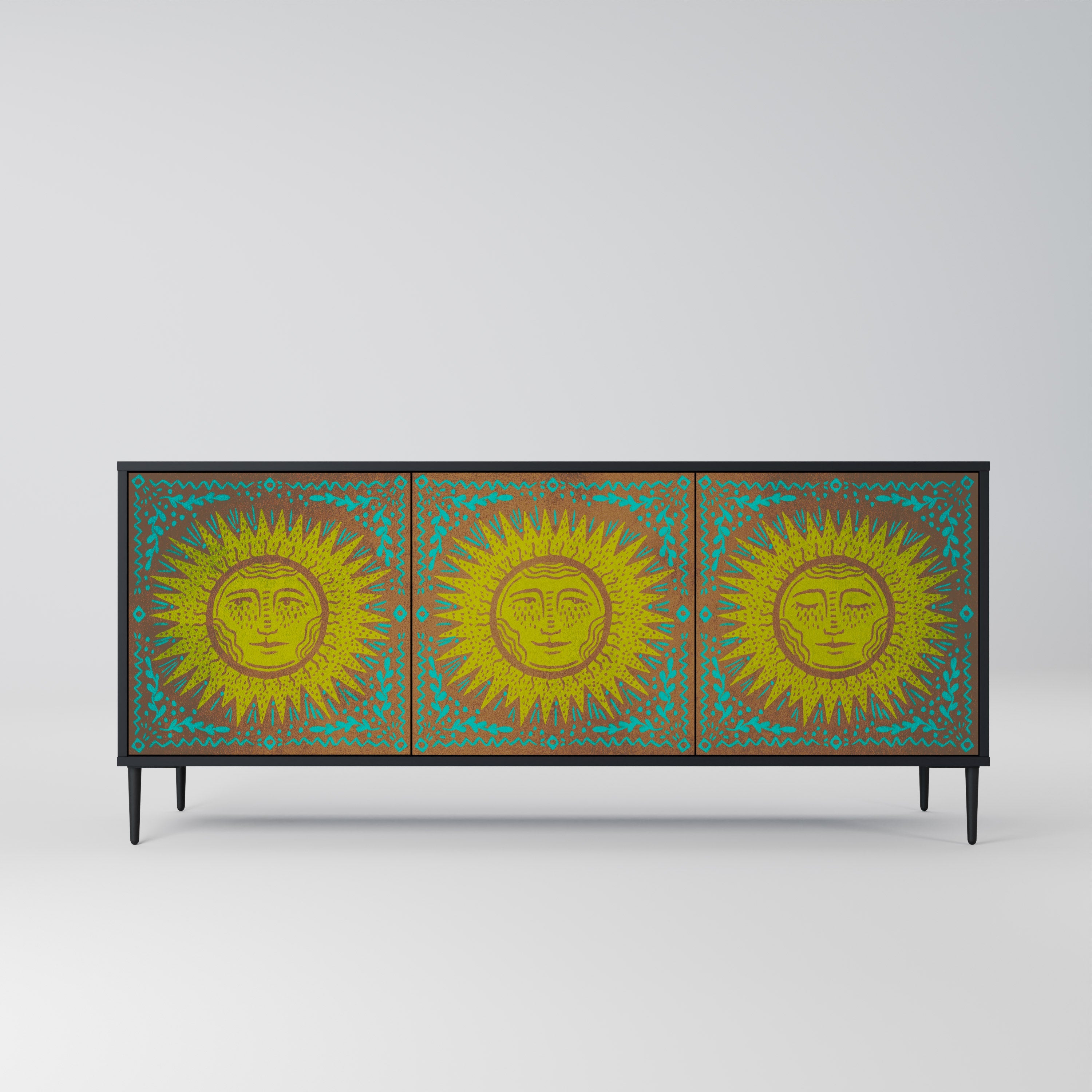 SUNSHINE EULOGY Sideboard mit 3 Türen in Schwarz