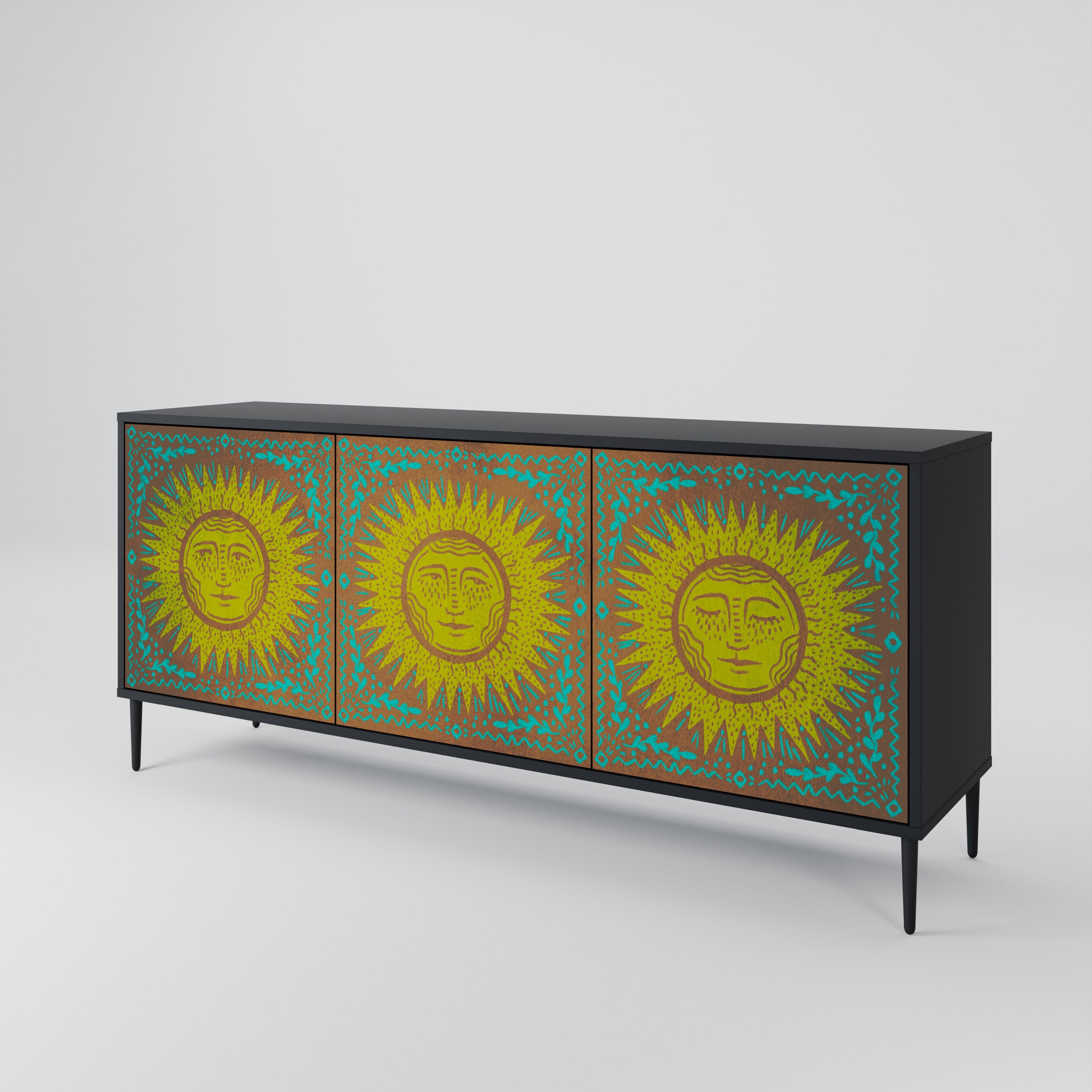 SUNSHINE EULOGY Sideboard mit 3 Türen in Schwarz