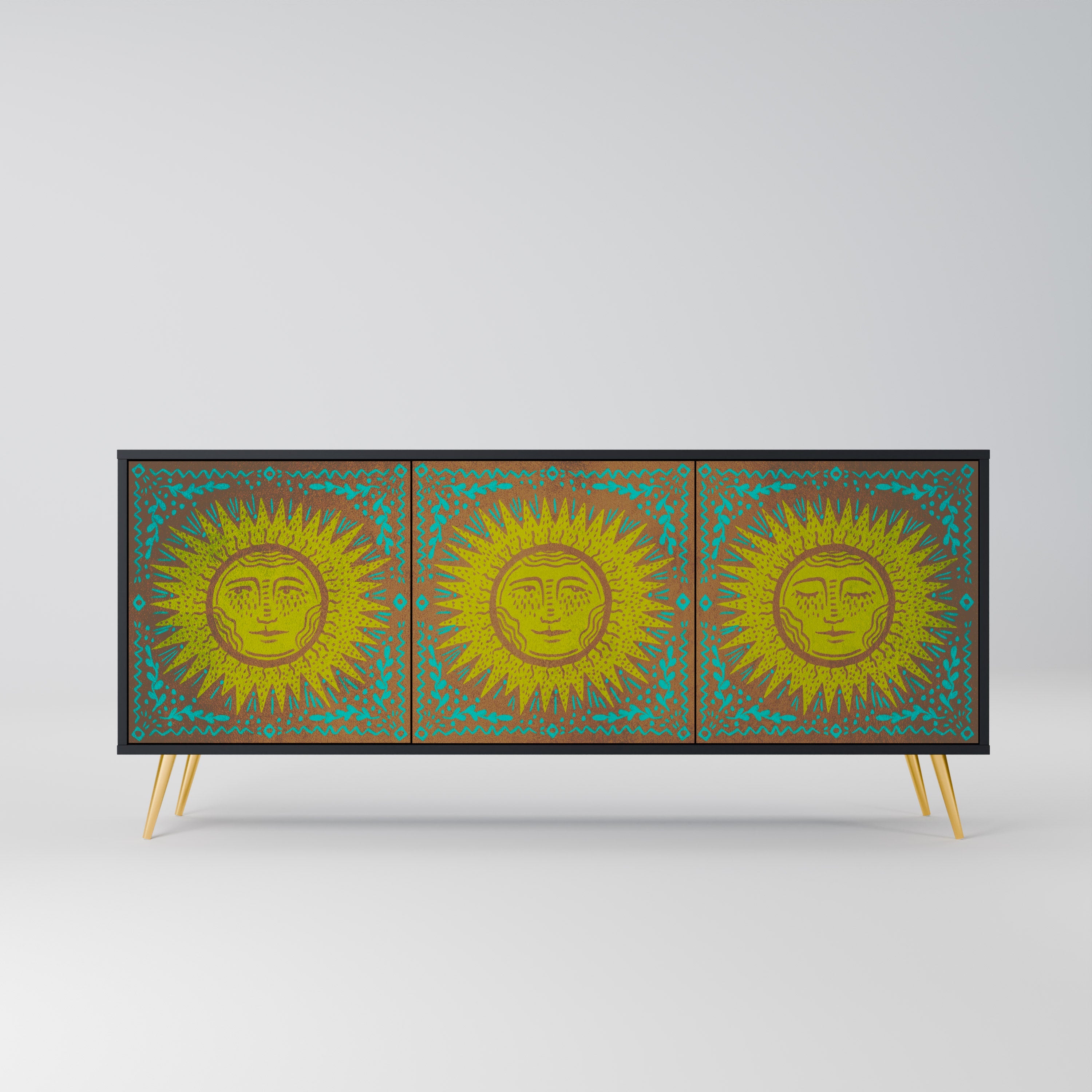SUNSHINE EULOGY Sideboard mit 3 Türen in Schwarz