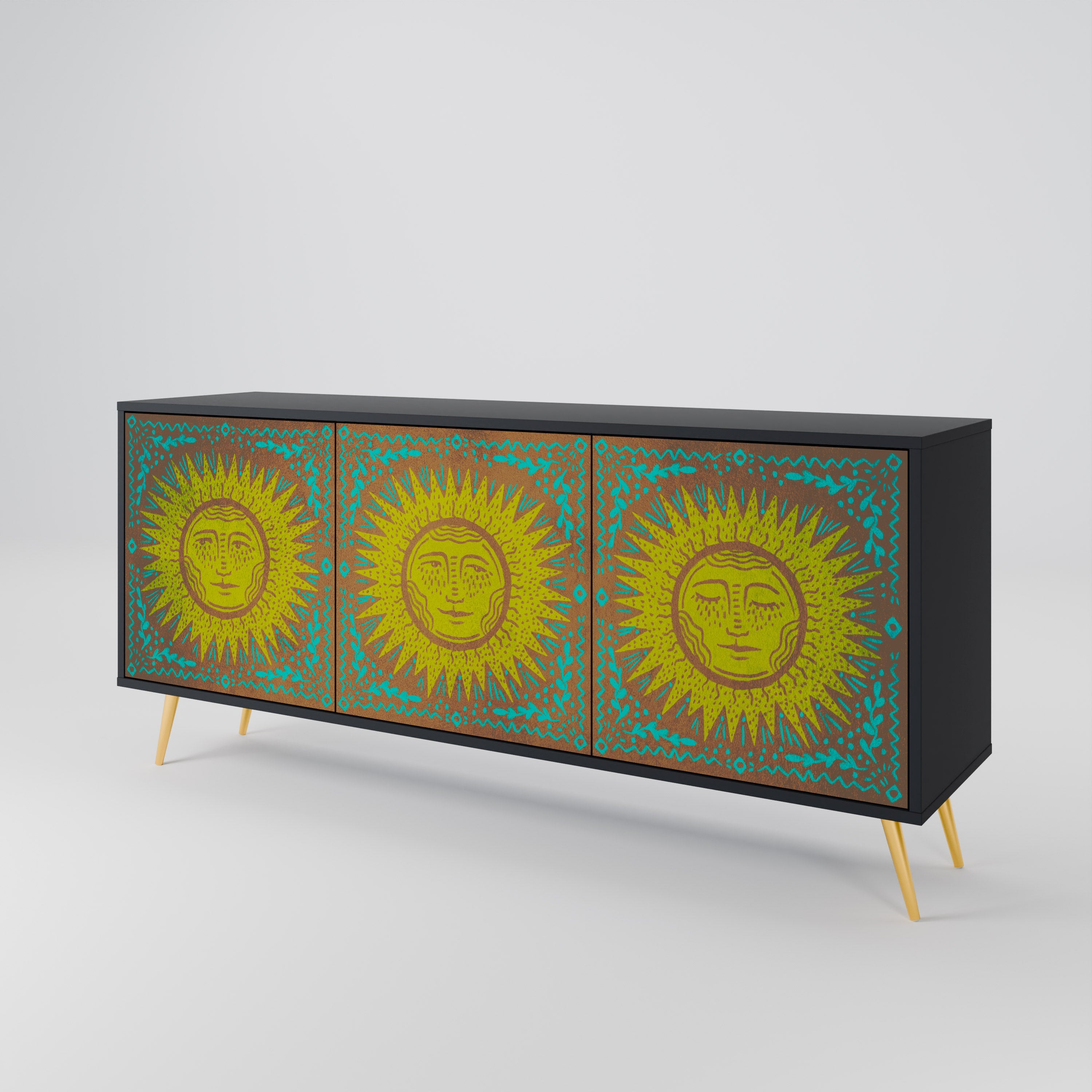 SUNSHINE EULOGY Sideboard mit 3 Türen in Schwarz