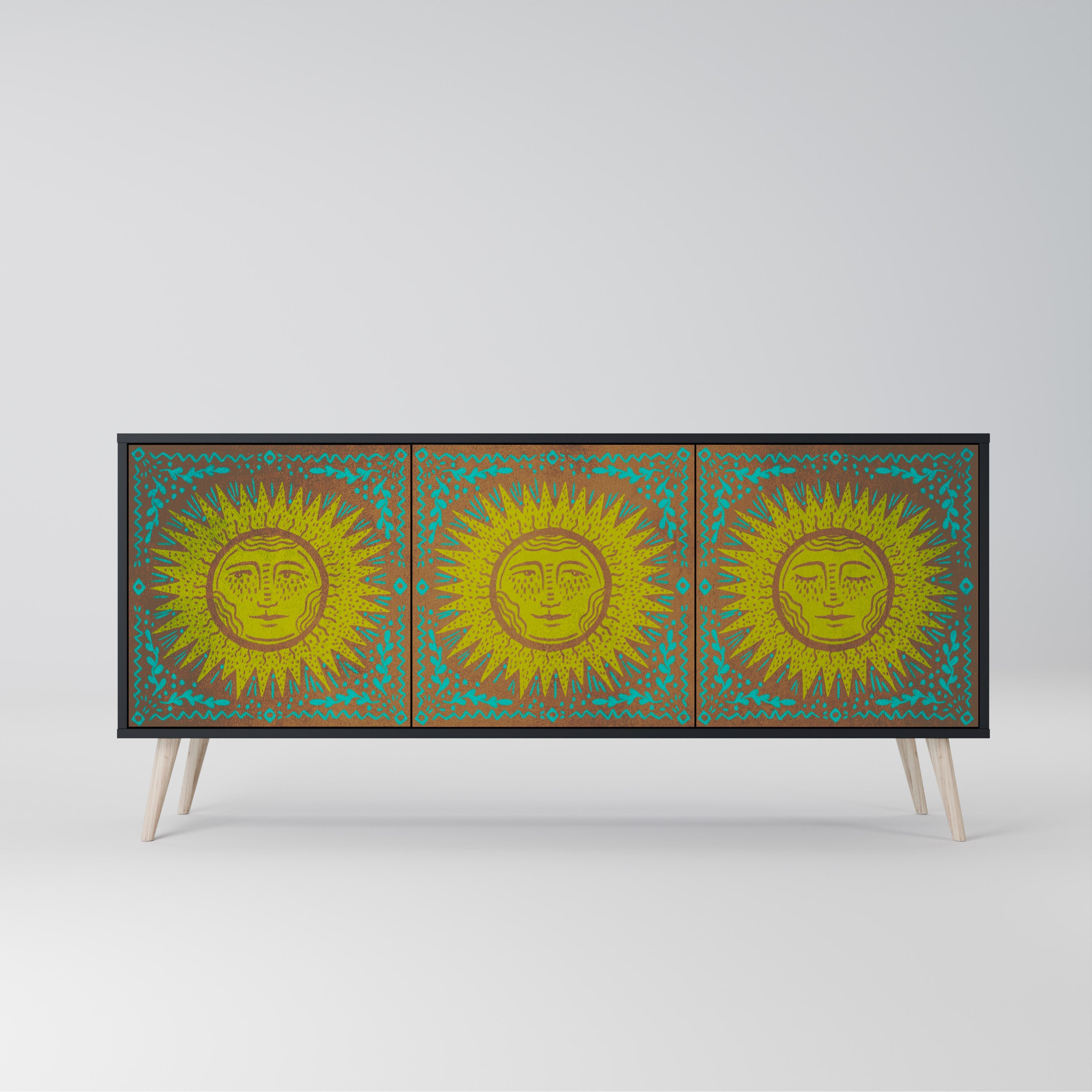 SUNSHINE EULOGY Sideboard mit 3 Türen in Schwarz