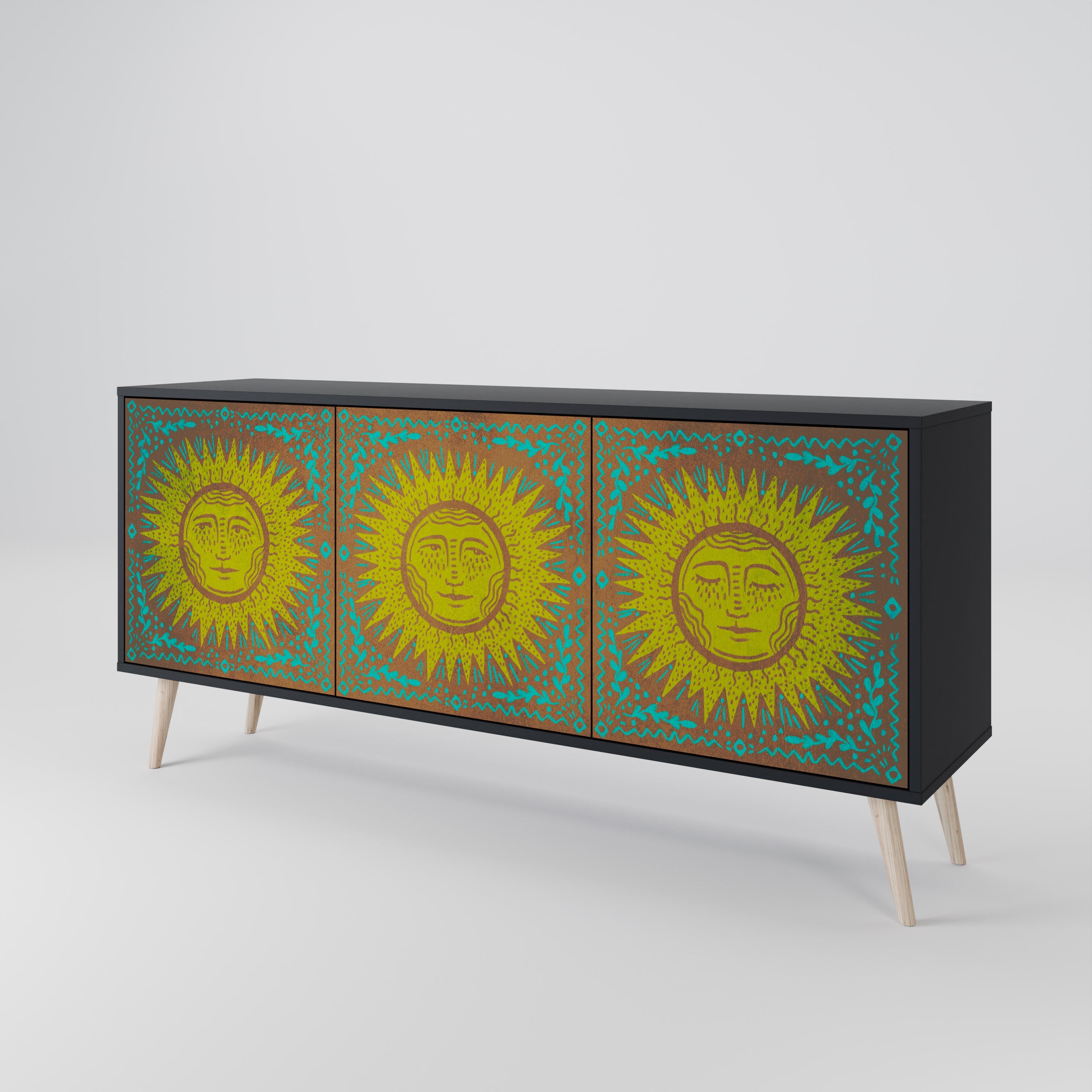 SUNSHINE EULOGY Sideboard mit 3 Türen in Schwarz