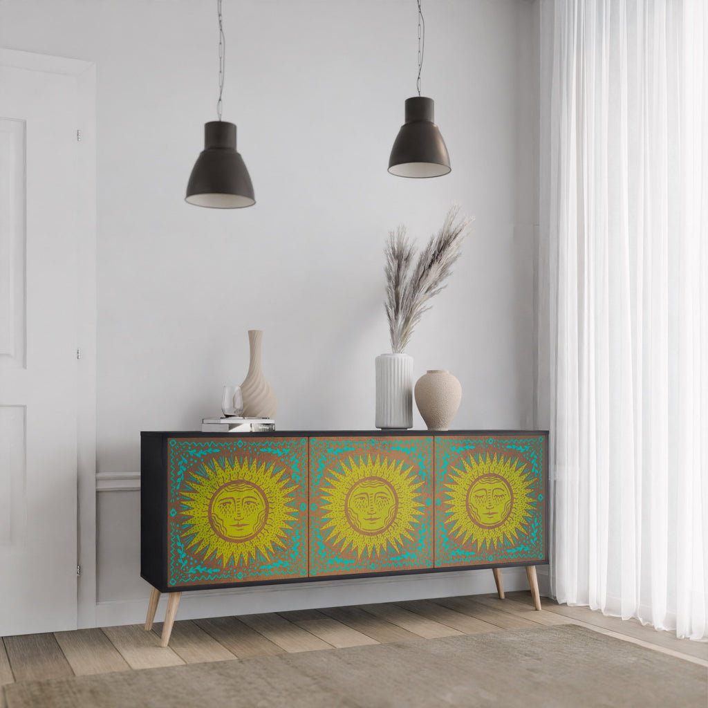 SUNSHINE EULOGY Sideboard mit 3 Türen in Schwarz