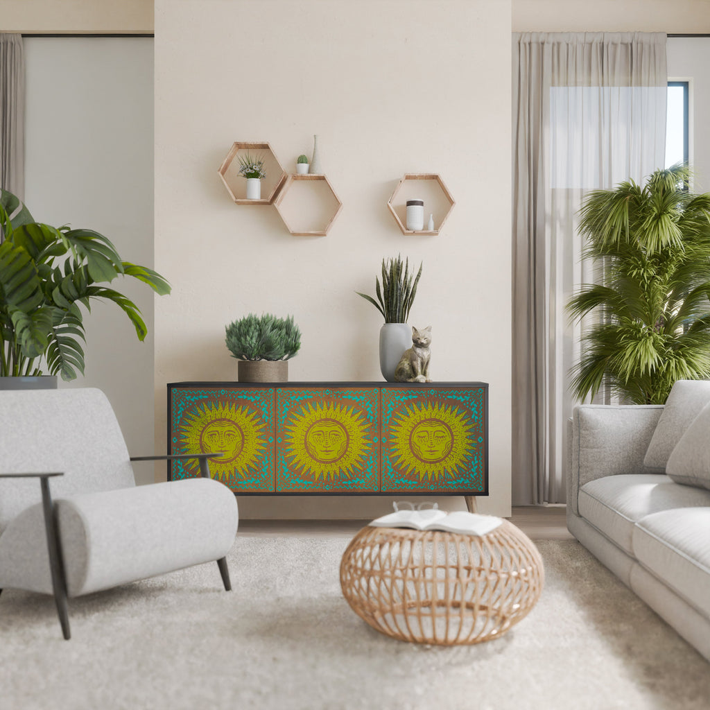 SUNSHINE EULOGY Sideboard mit 3 Türen in Schwarz