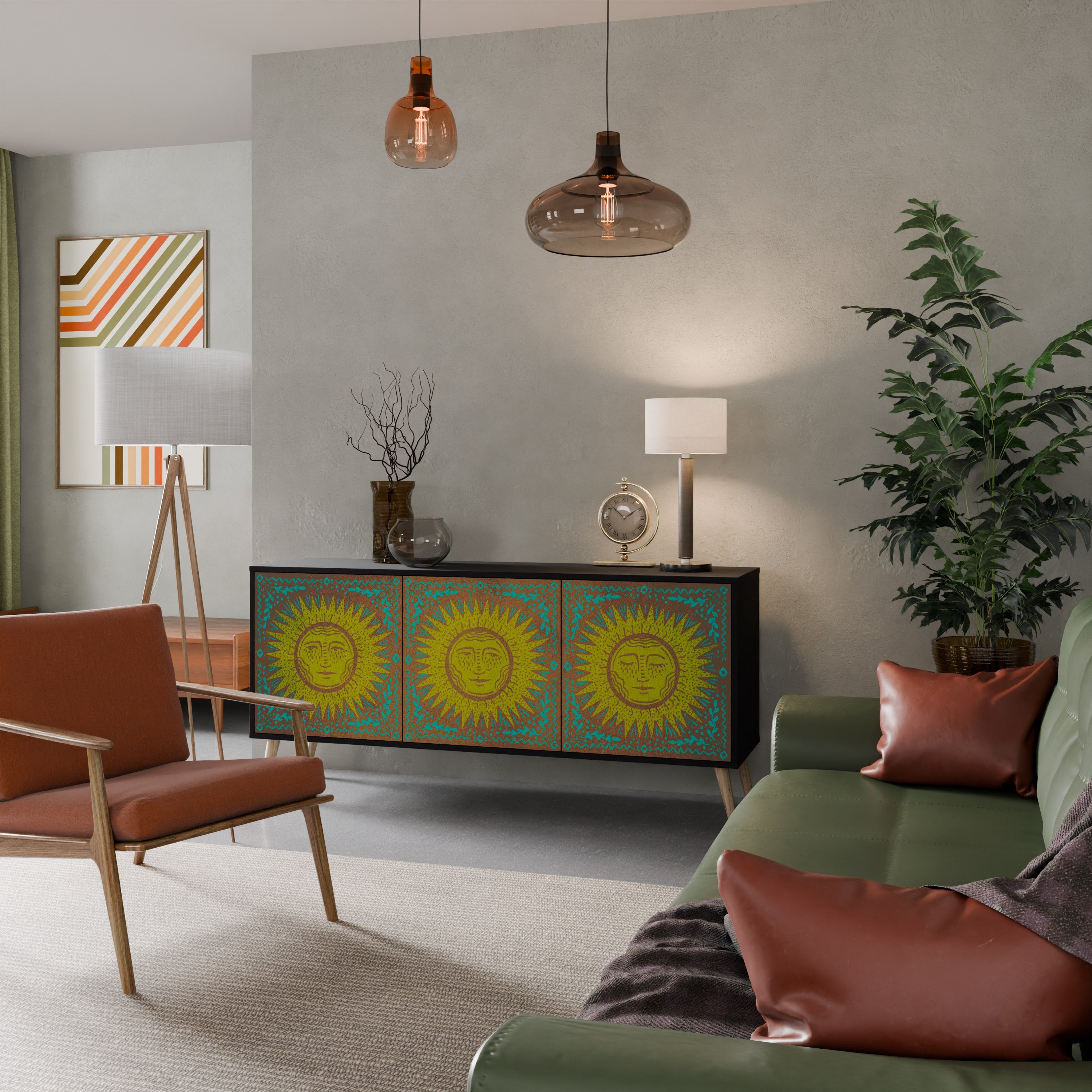 SUNSHINE EULOGY Sideboard mit 3 Türen in Schwarz
