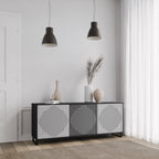 POLYGON ILLUSION 3-Door Sideboard in Black Finish