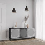 POLYGON ILLUSION 3-Door Sideboard in Black Finish