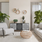 POLYGON ILLUSION 3-Door Sideboard in Black Finish