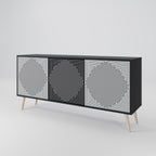 POLYGON ILLUSION 3-Door Sideboard in Black Finish