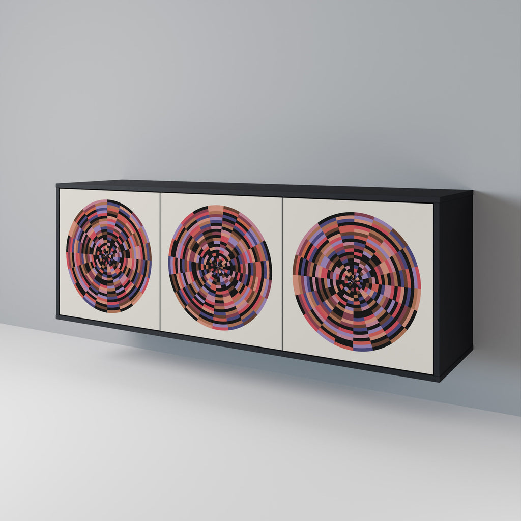 BROWN CIRCLES 3-türiges Sideboard in schwarzem Finish